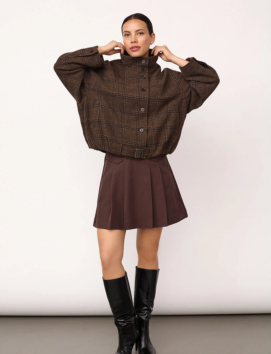Co' Couture - OlvaCC Check Balloon Jacket - leichte jacken - dark brown - 3