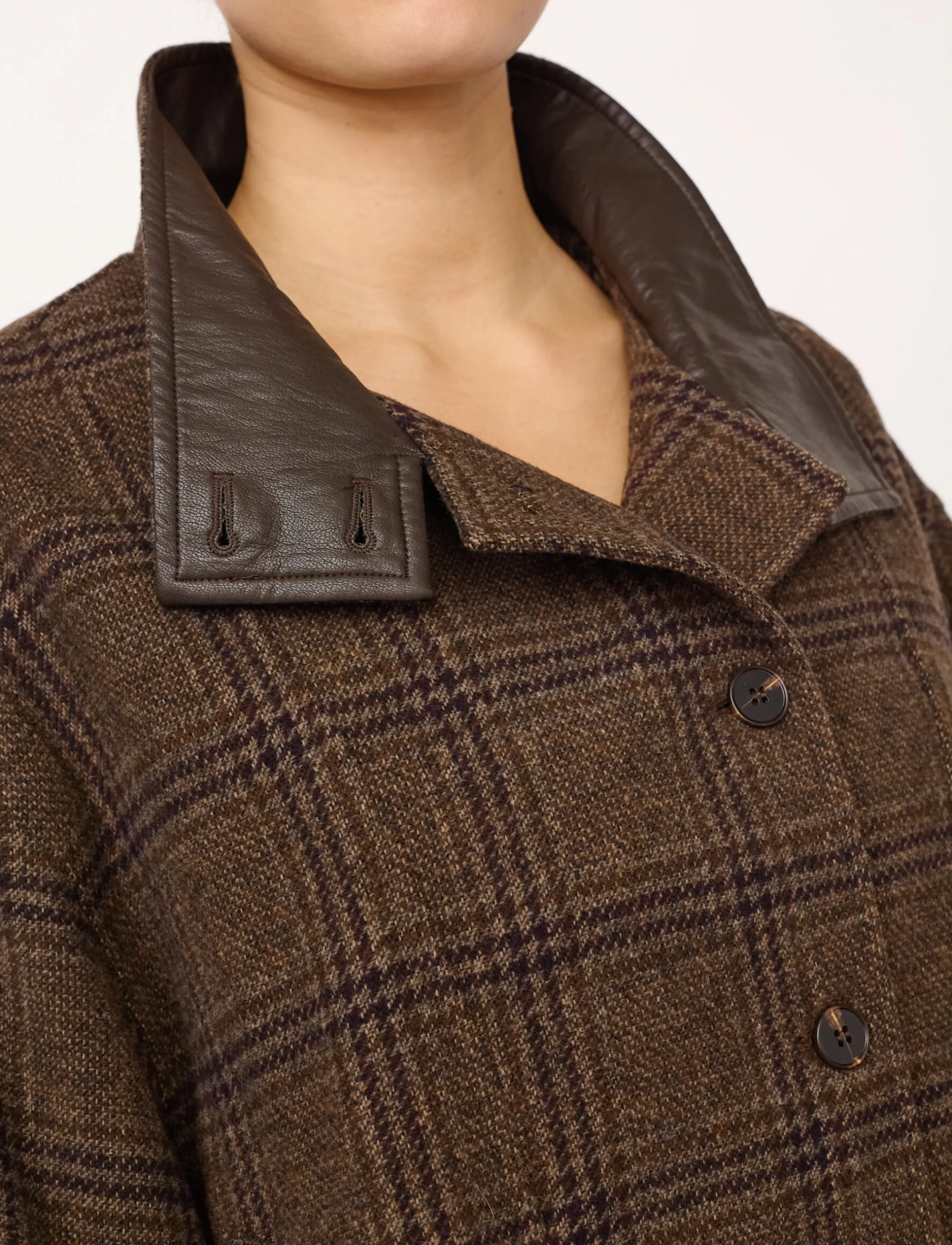 Co' Couture - OlvaCC Check Balloon Jacket - leichte jacken - dark brown - 5