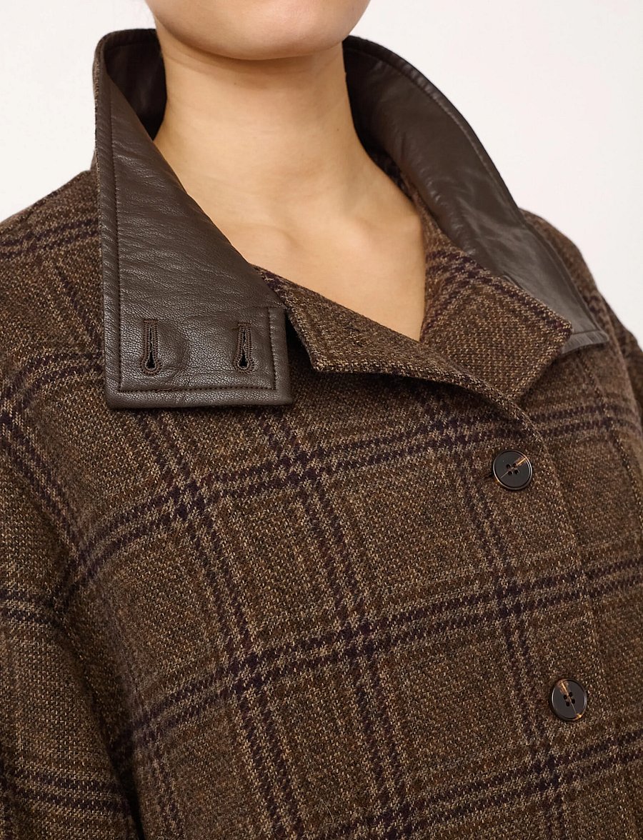 Co' Couture - OlvaCC Check Balloon Jacket - leichte jacken - dark brown - 5