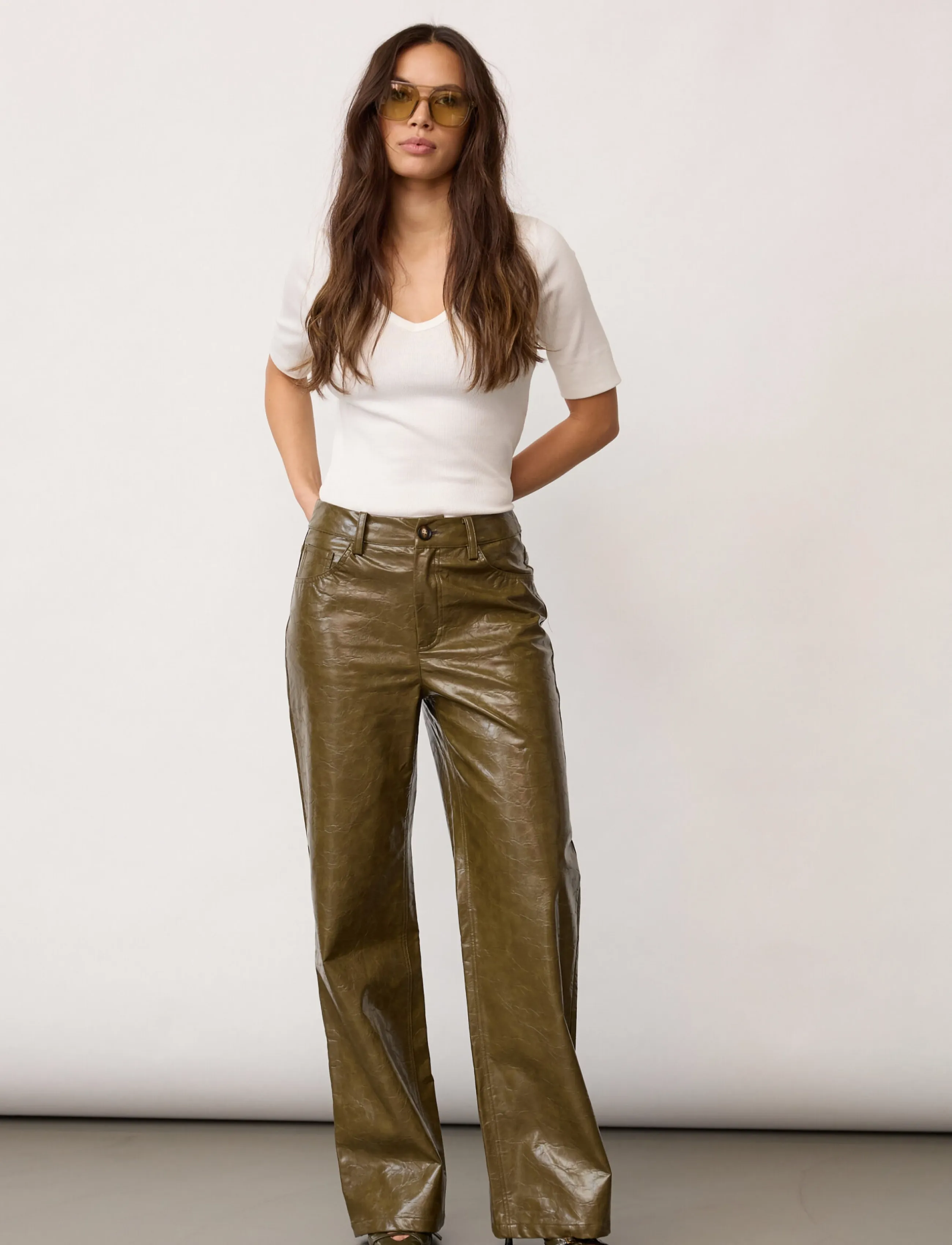 Co' Couture Richacc Pant, L x 32, Trousers, Khakigrün - Straight Leg, Frauen