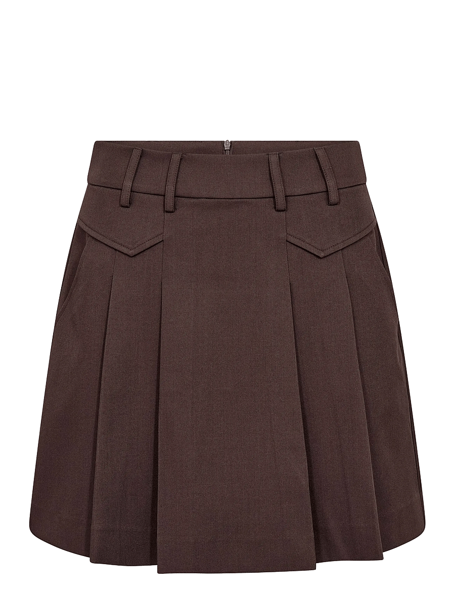 Co' Couture - 34223 LunaCC Pocket Pleat Mini Skirt - plisserade kjolar - dark brown - 1