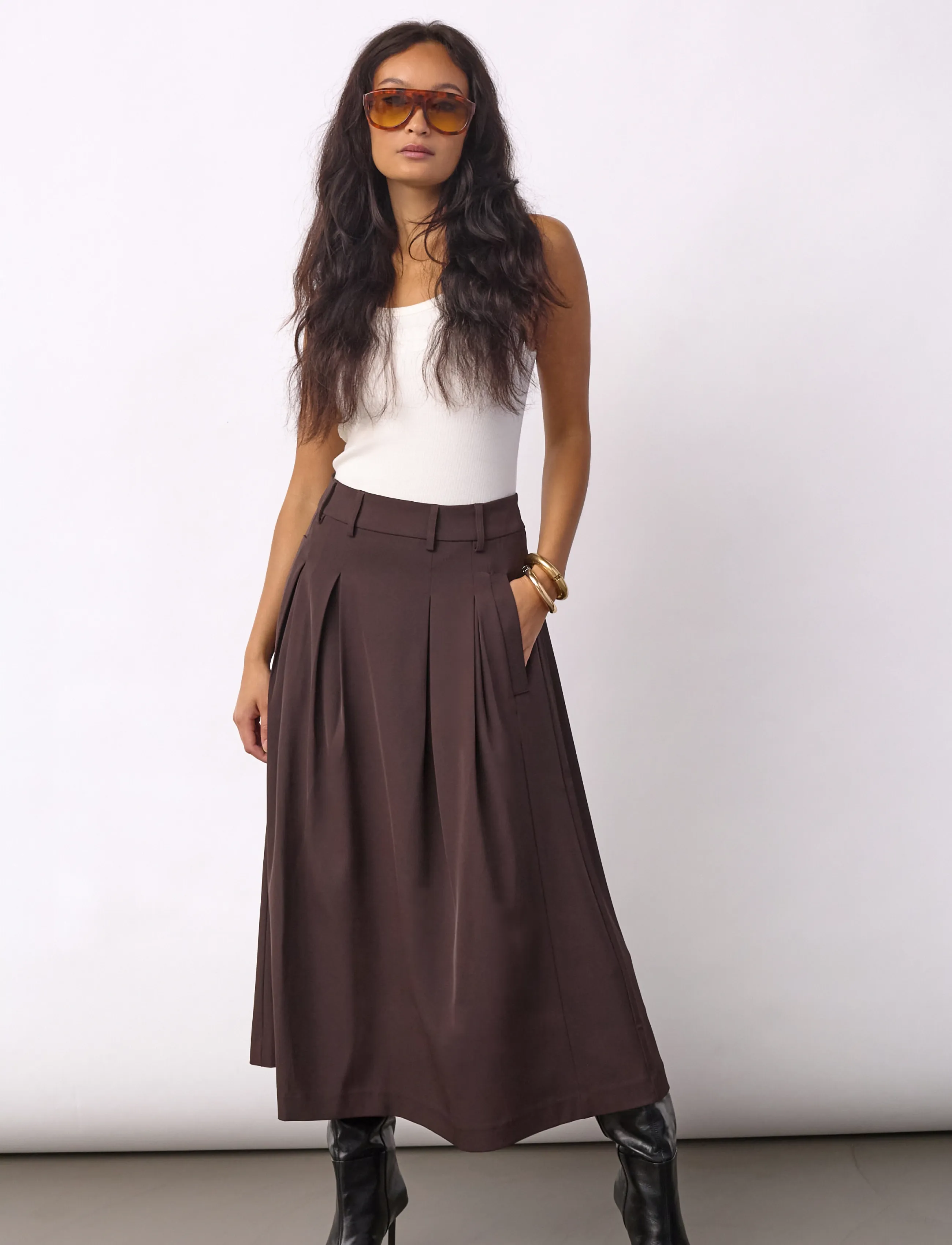 Co' Couture Alinicc Anya Pleat Skirt, S, Röcke, Braun - Pleated Frauen