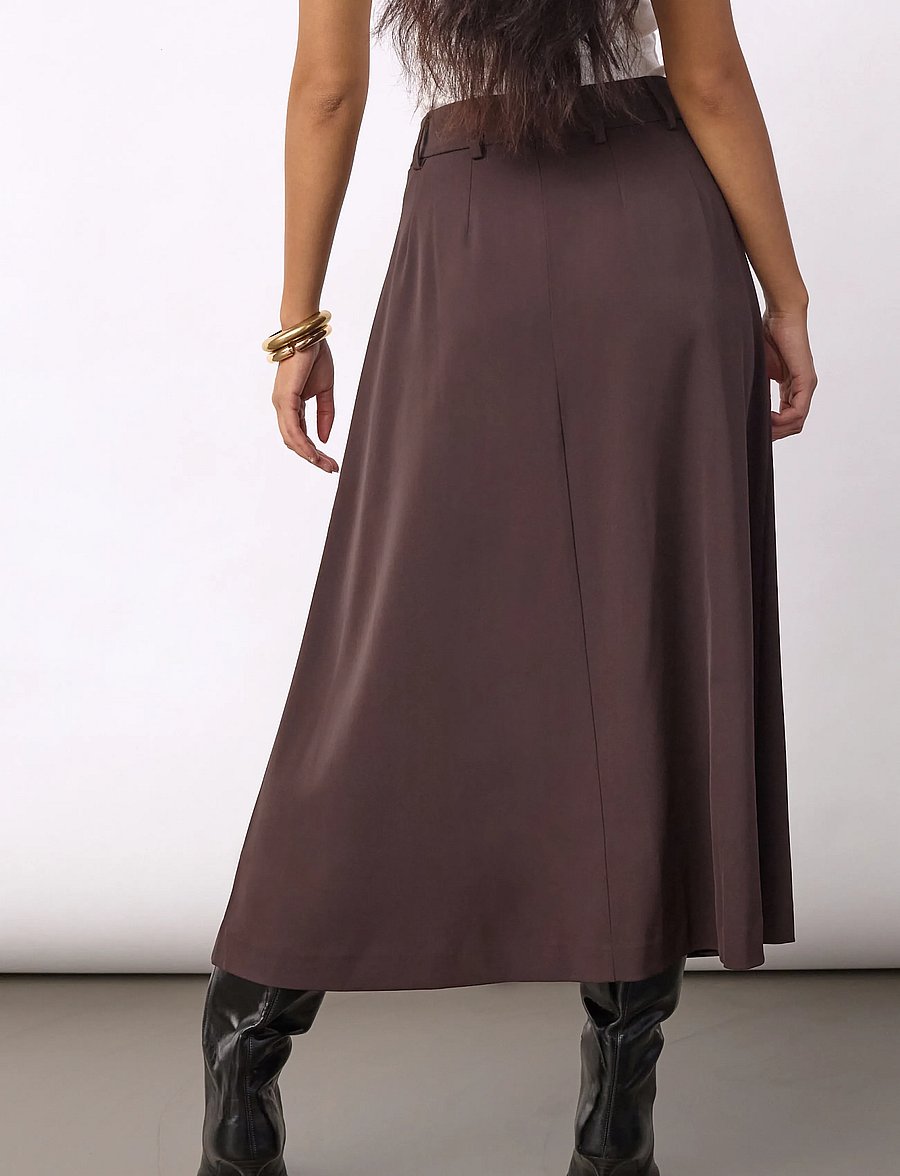 Co' Couture - AliniCC Anya Pleat Skirt - plisserade kjolar - dark brown - 3