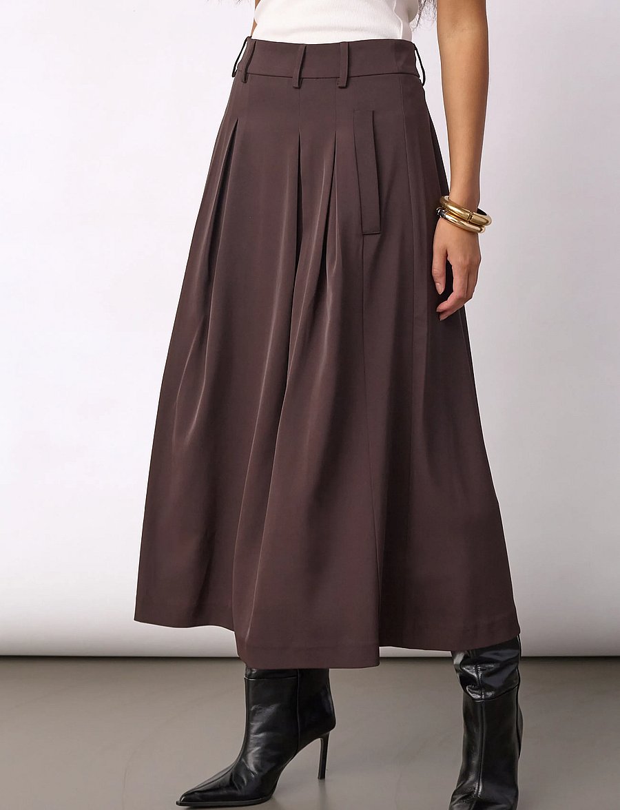 Co' Couture - AliniCC Anya Pleat Skirt - plisserade kjolar - dark brown - 4