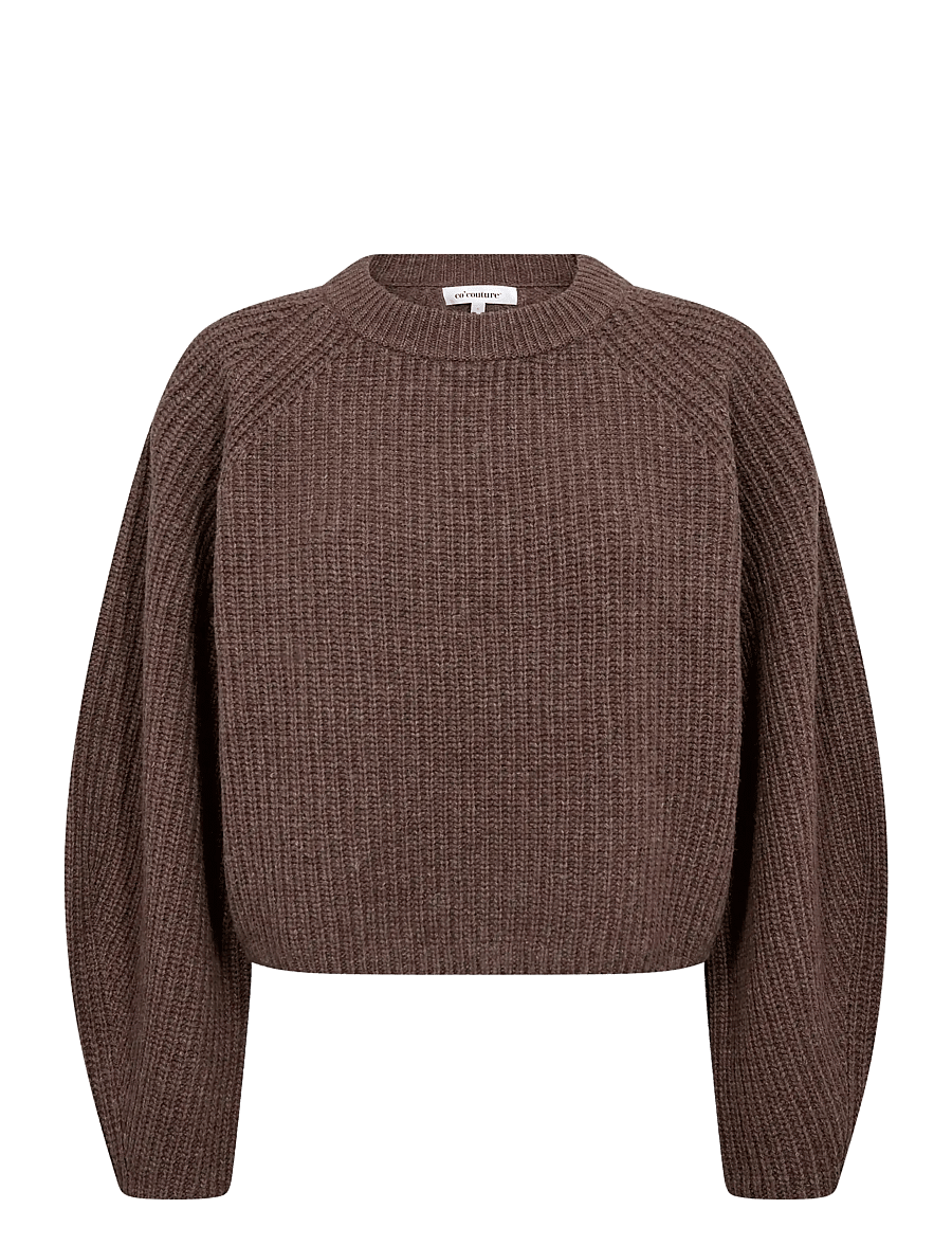Co' Couture - AlviaCC Barrel Sleeve Knit - striktrøjer - brown - 0