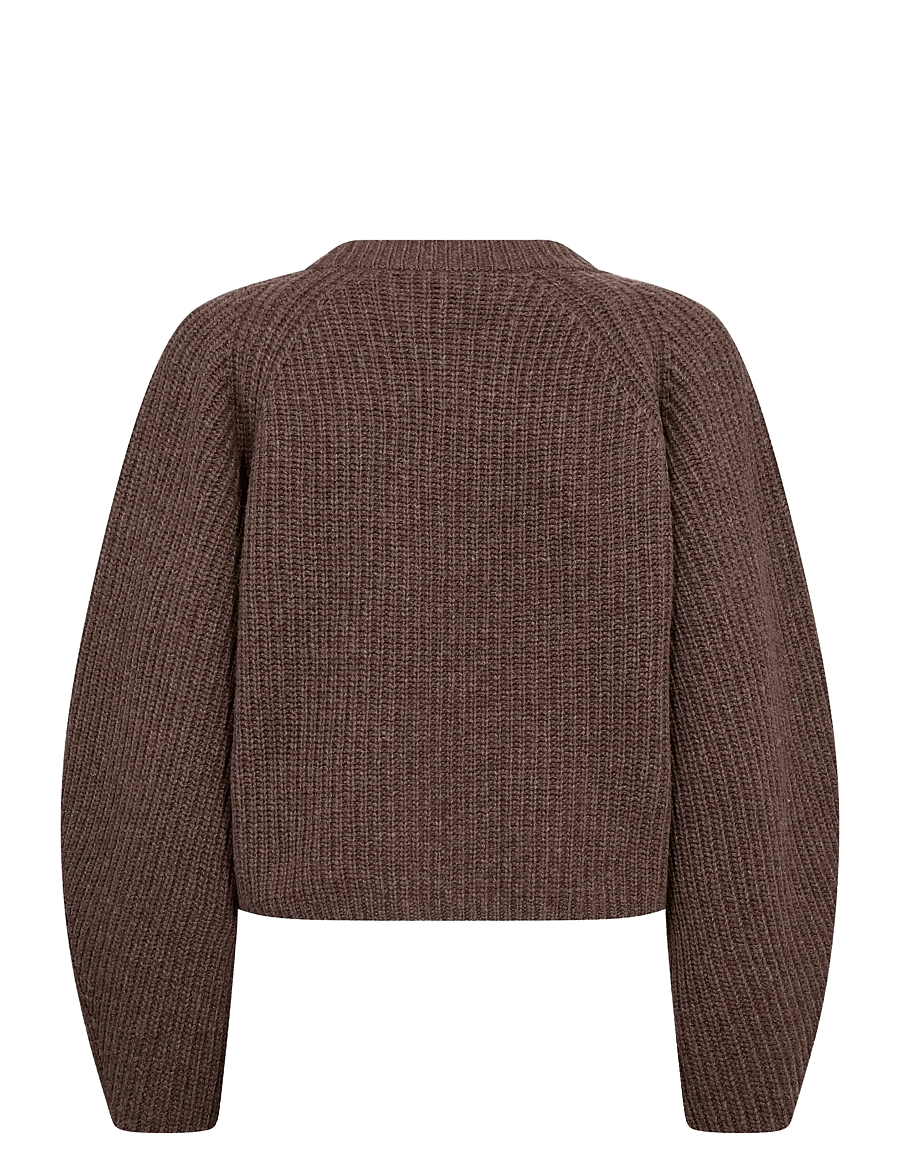 Co' Couture - AlviaCC Barrel Sleeve Knit - striktrøjer - brown - 1