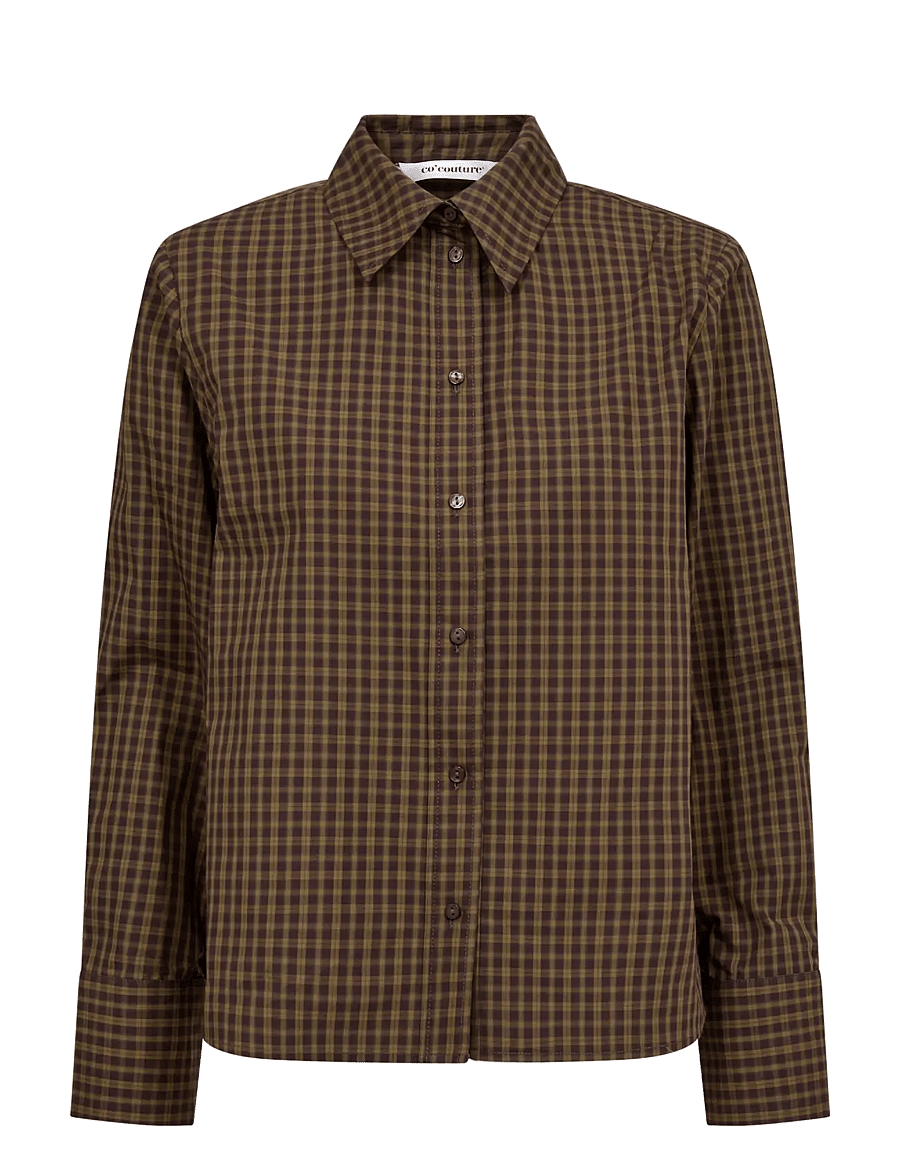 Co' Couture - TeffaCC Padded Check Shirt - langärmlige hemden - olive - 1