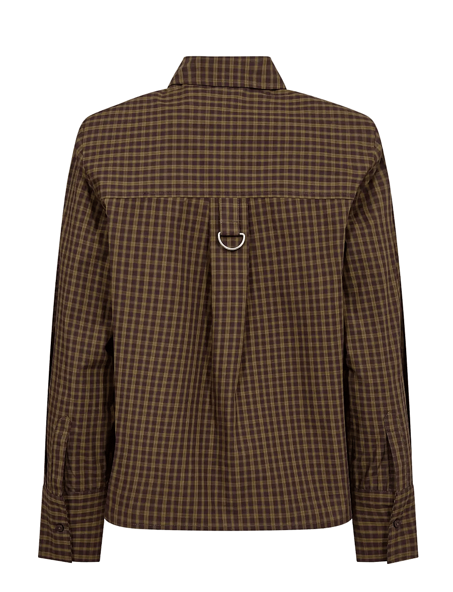 Co' Couture - TeffaCC Padded Check Shirt - langärmlige hemden - olive - 2