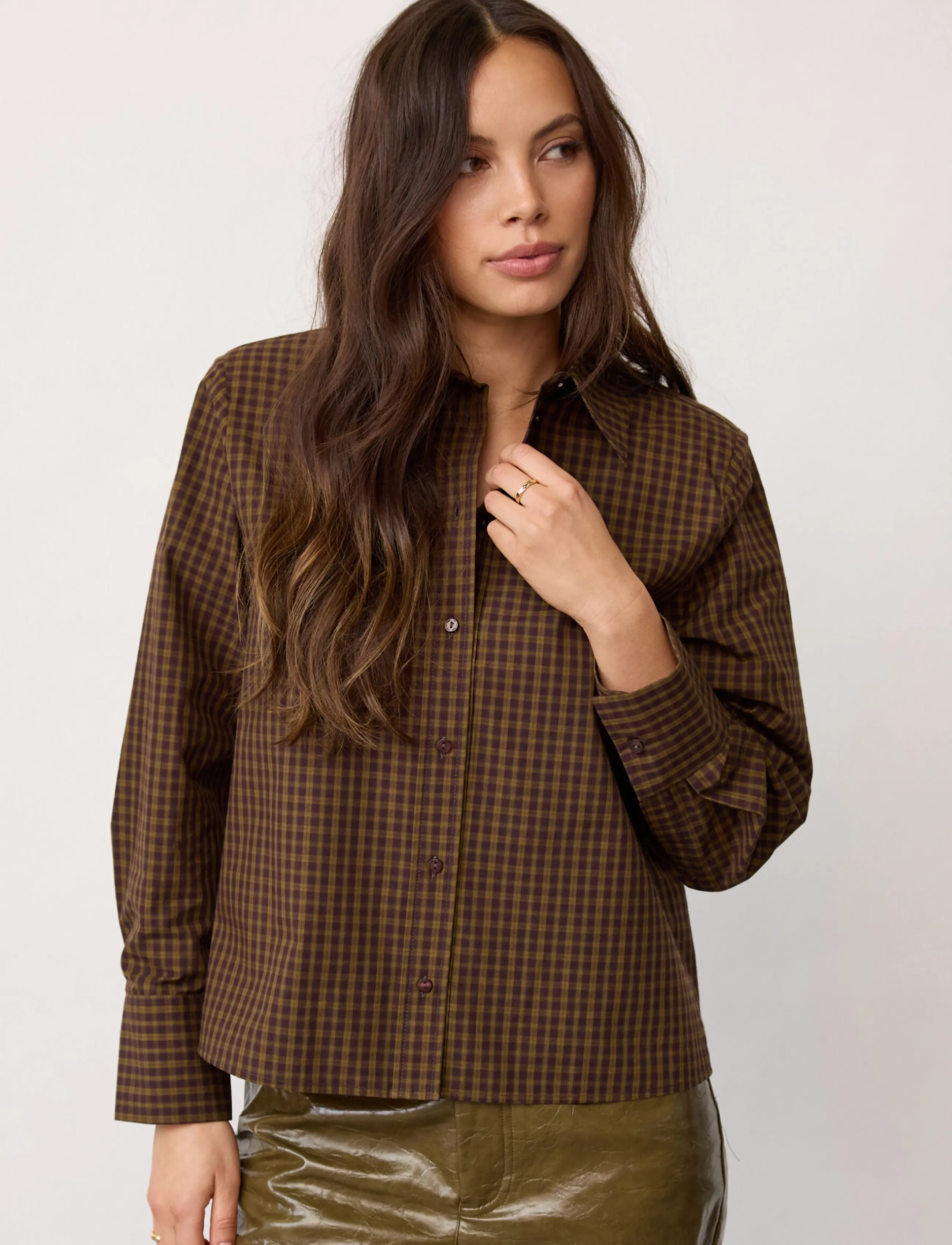 Co' Couture - TeffaCC Padded Check Shirt - långärmade skjortor - olive - 3