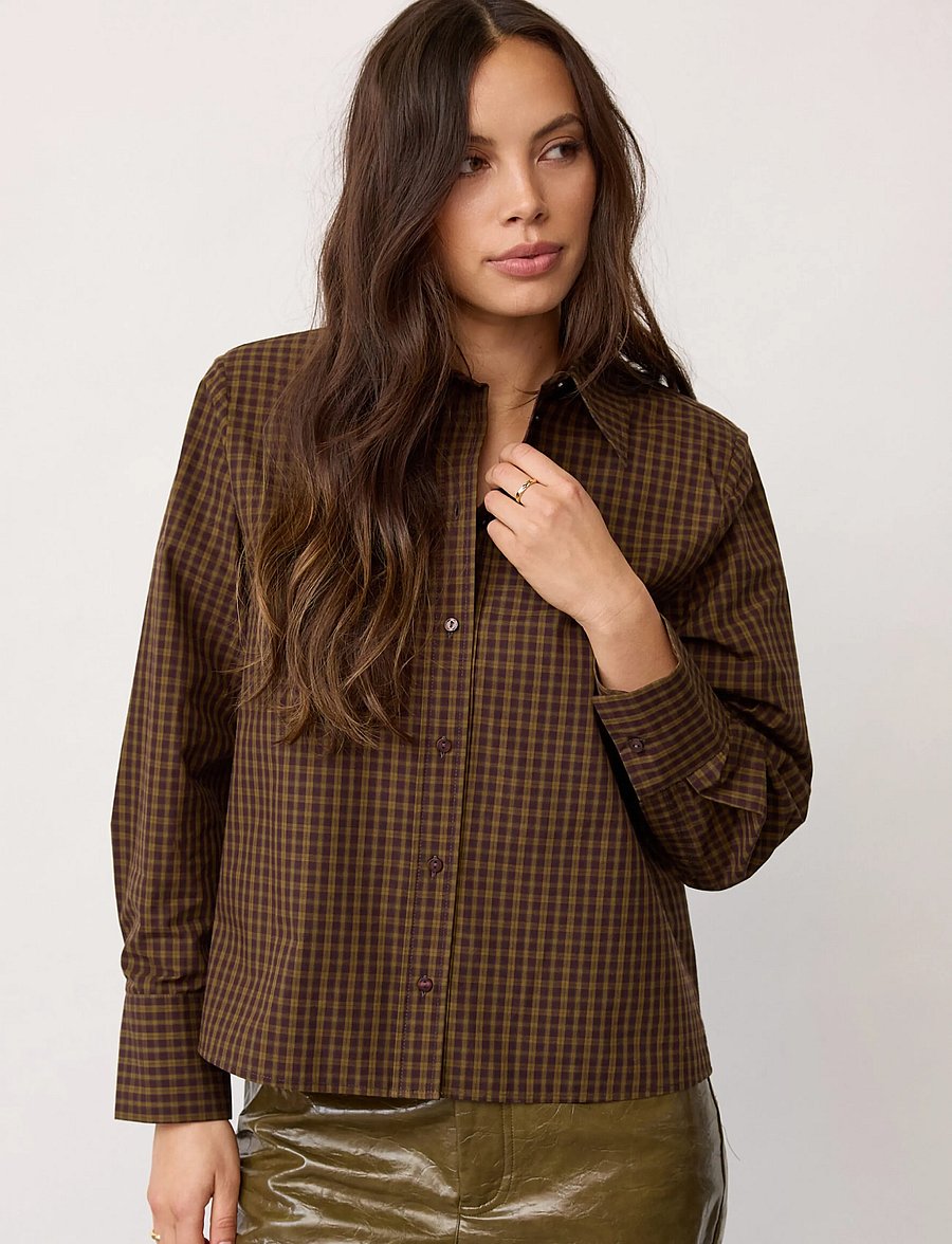 Co' Couture - TeffaCC Padded Check Shirt - langärmlige hemden - olive - 3
