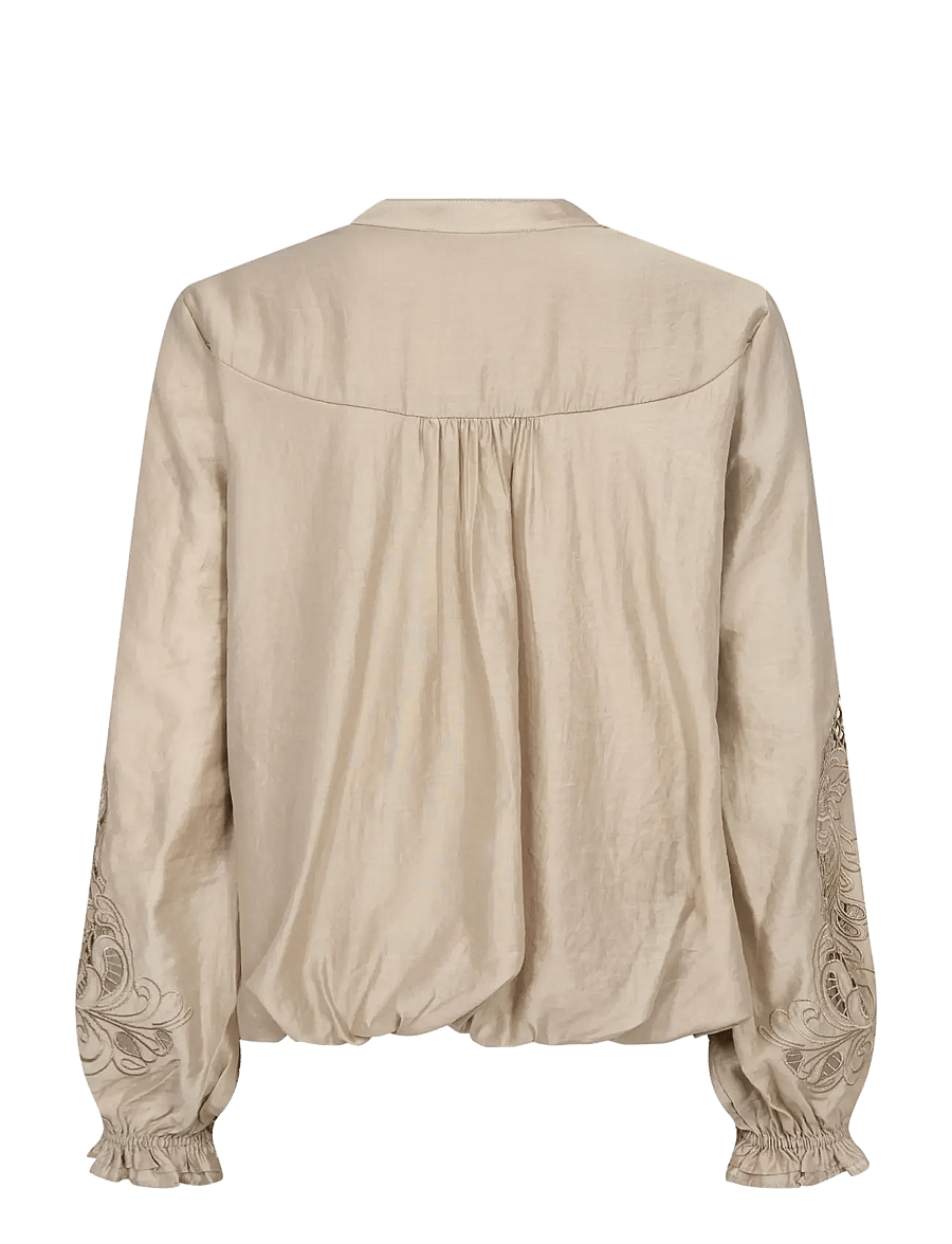 Co' Couture - DelinCC Balloon Emb Shirt - långärmade skjortor - mink - 2