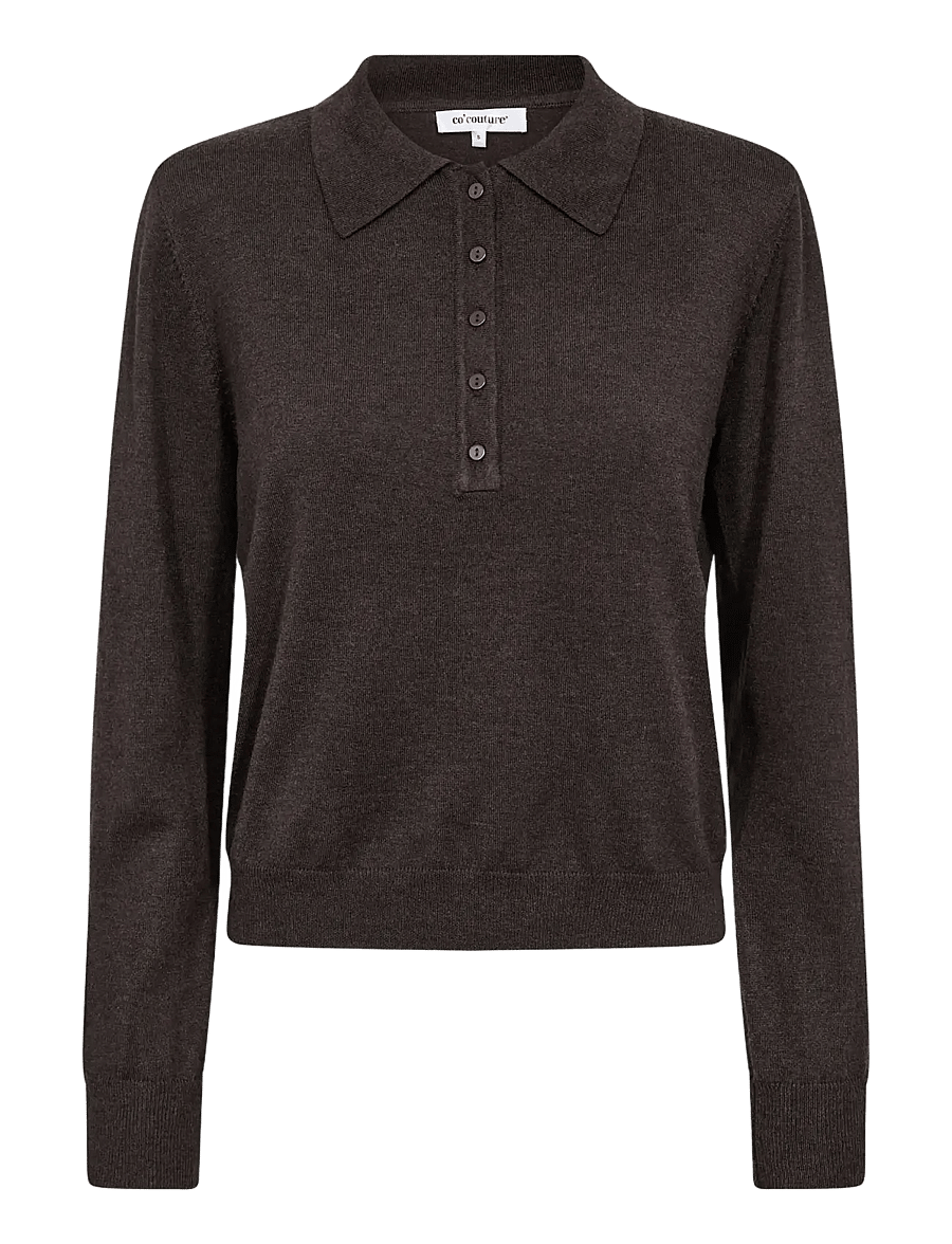 Co' Couture - CoryCC Padded Polo Knit - stickade tröjor - dark brown - 1