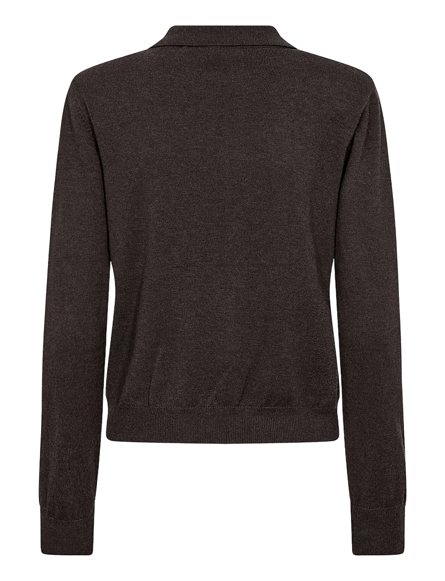 Co' Couture - CoryCC Padded Polo Knit - stickade tröjor - dark brown - 2