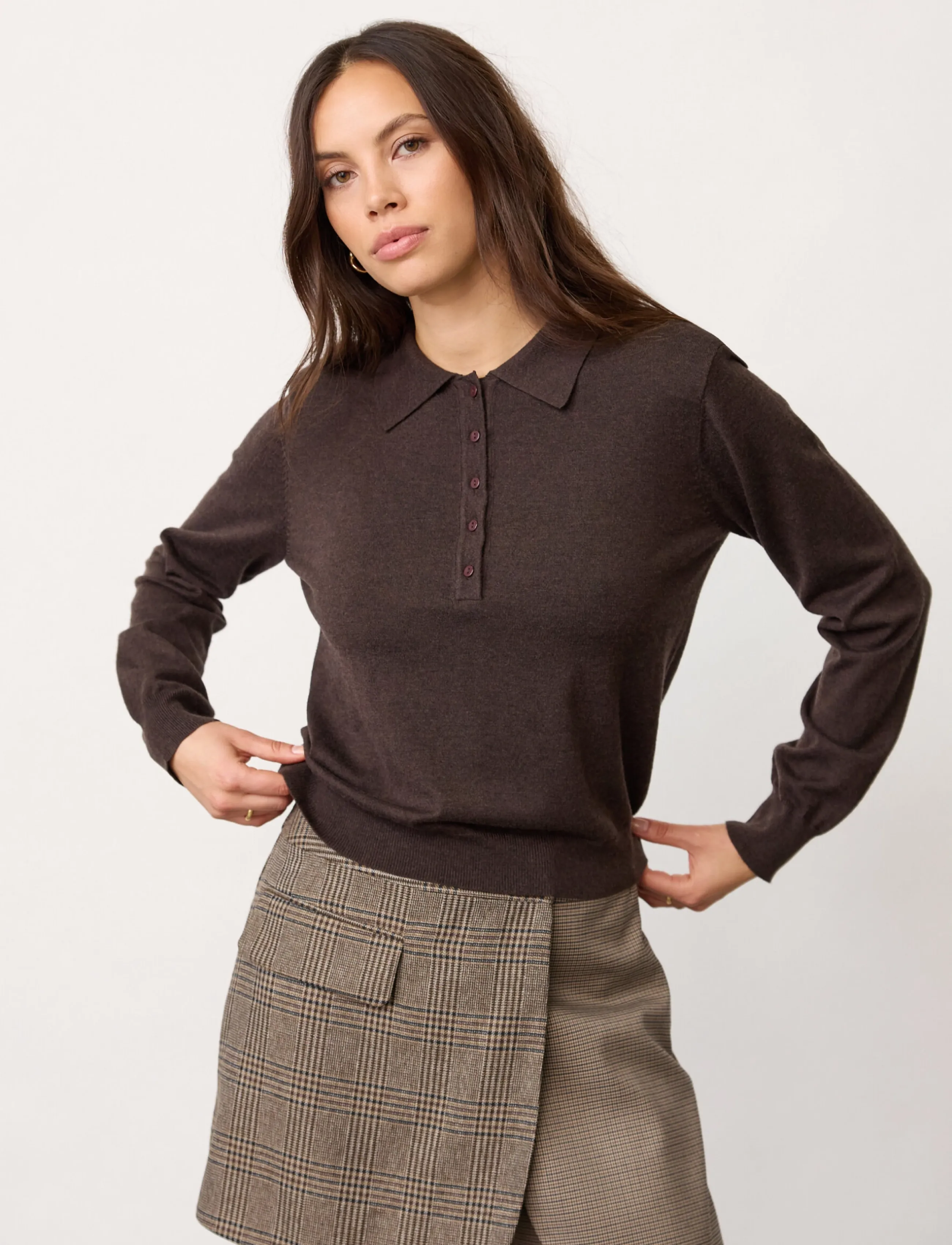 Co' Couture Corycc Padded Polo Knit, XL, Knitwear, Braun - Jumpers, Frauen