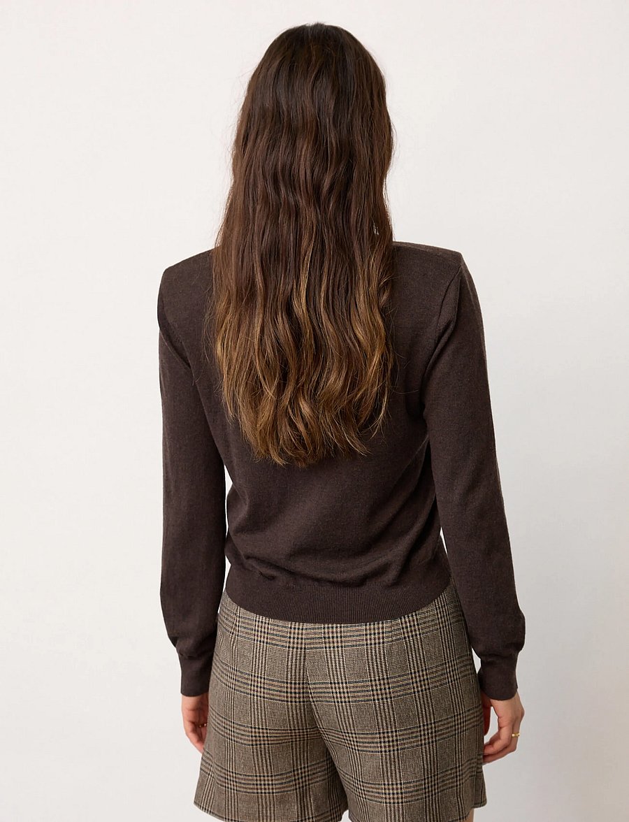 Co' Couture - CoryCC Padded Polo Knit - stickade tröjor - dark brown - 3