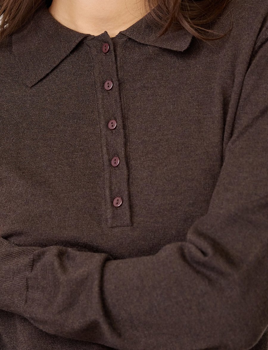Co' Couture - CoryCC Padded Polo Knit - stickade tröjor - dark brown - 4