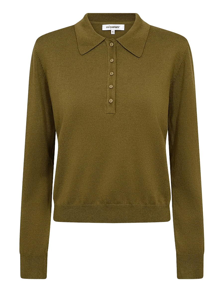 Co' Couture - CoryCC Padded Polo Knit - stickade tröjor - fern green - 1