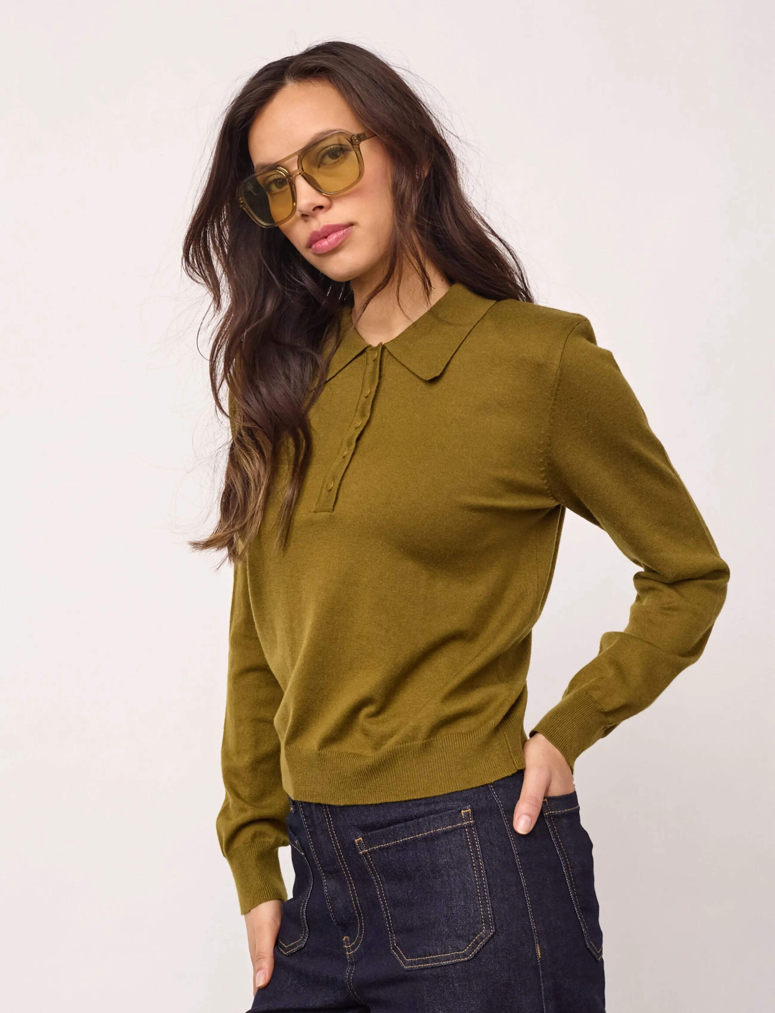 Co' Couture - CoryCC Padded Polo Knit - stickade tröjor - fern green - 3