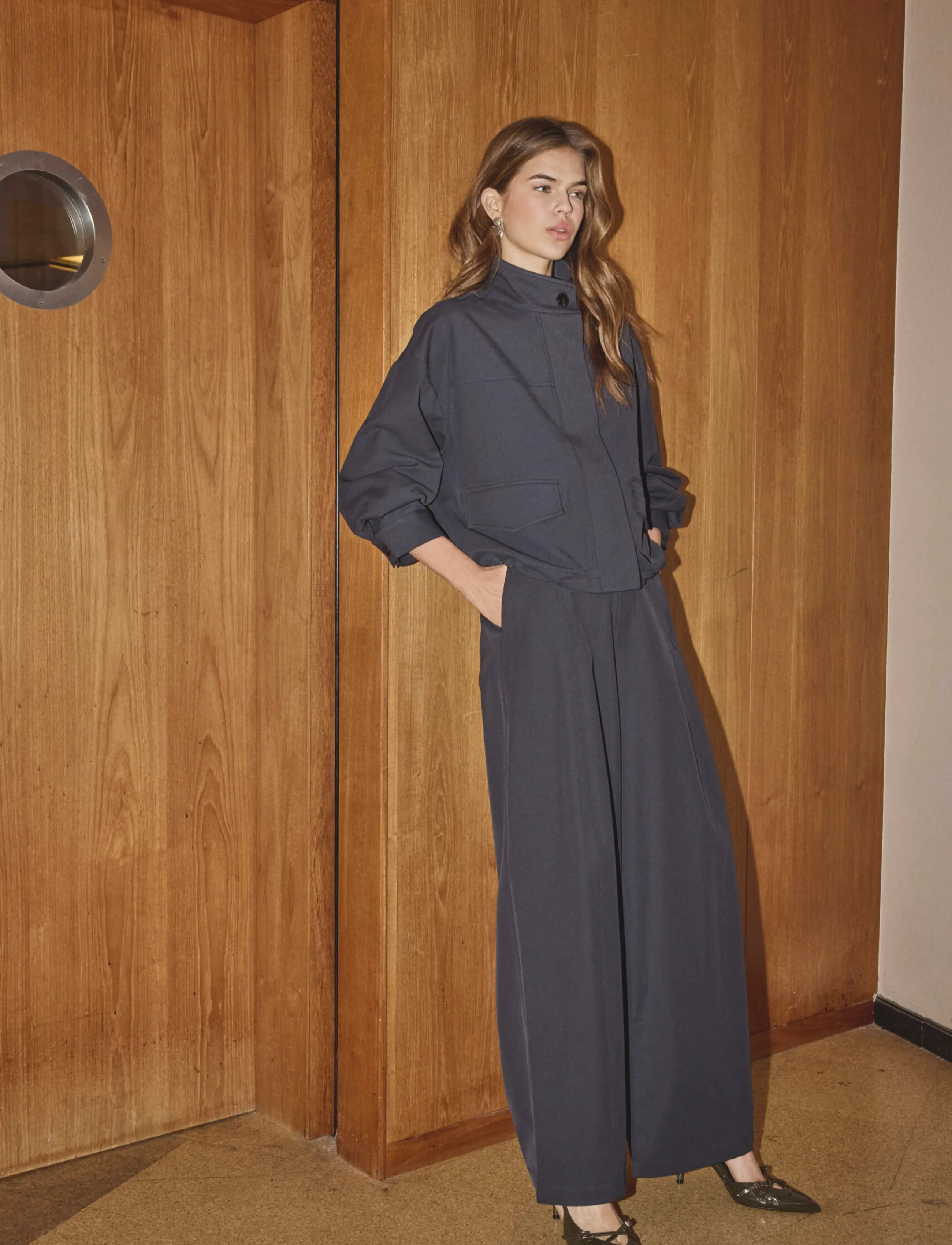 Co' Couture Demicc Barrel Pant, XS x 32, Trousers, Marineblau - Wide Leg, Frauen