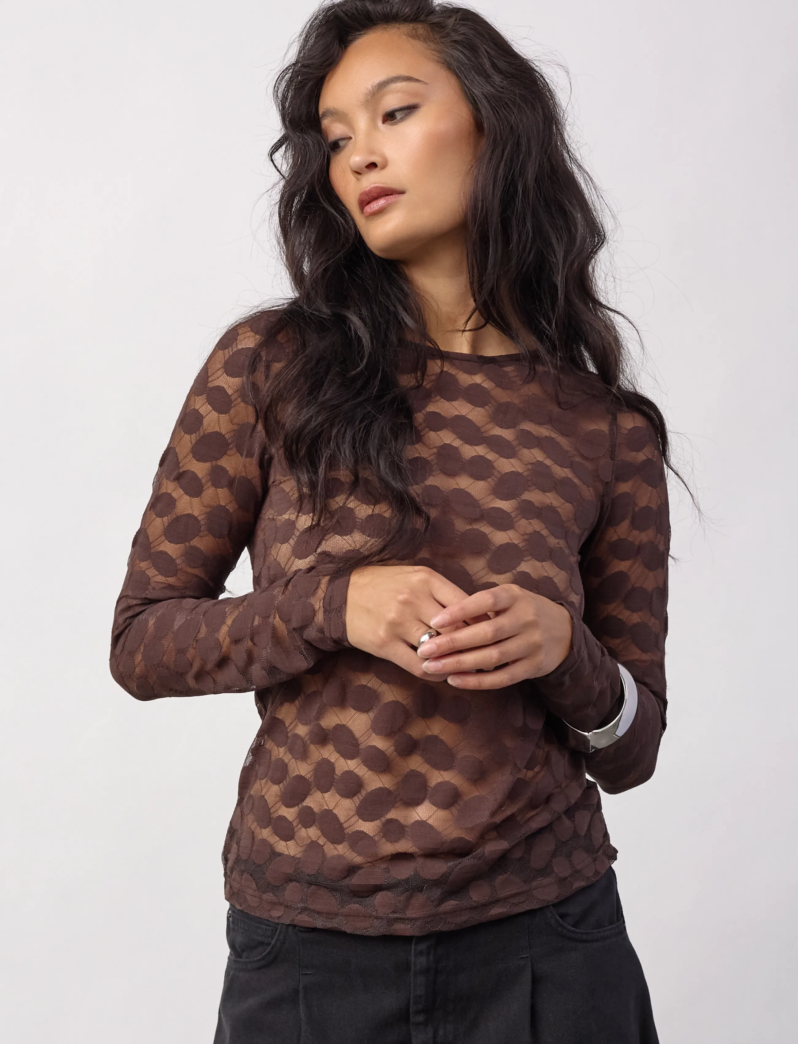 Co' Couture PenolaCC O-Neck Blouse - Langærmede bluser - BROWN / brown