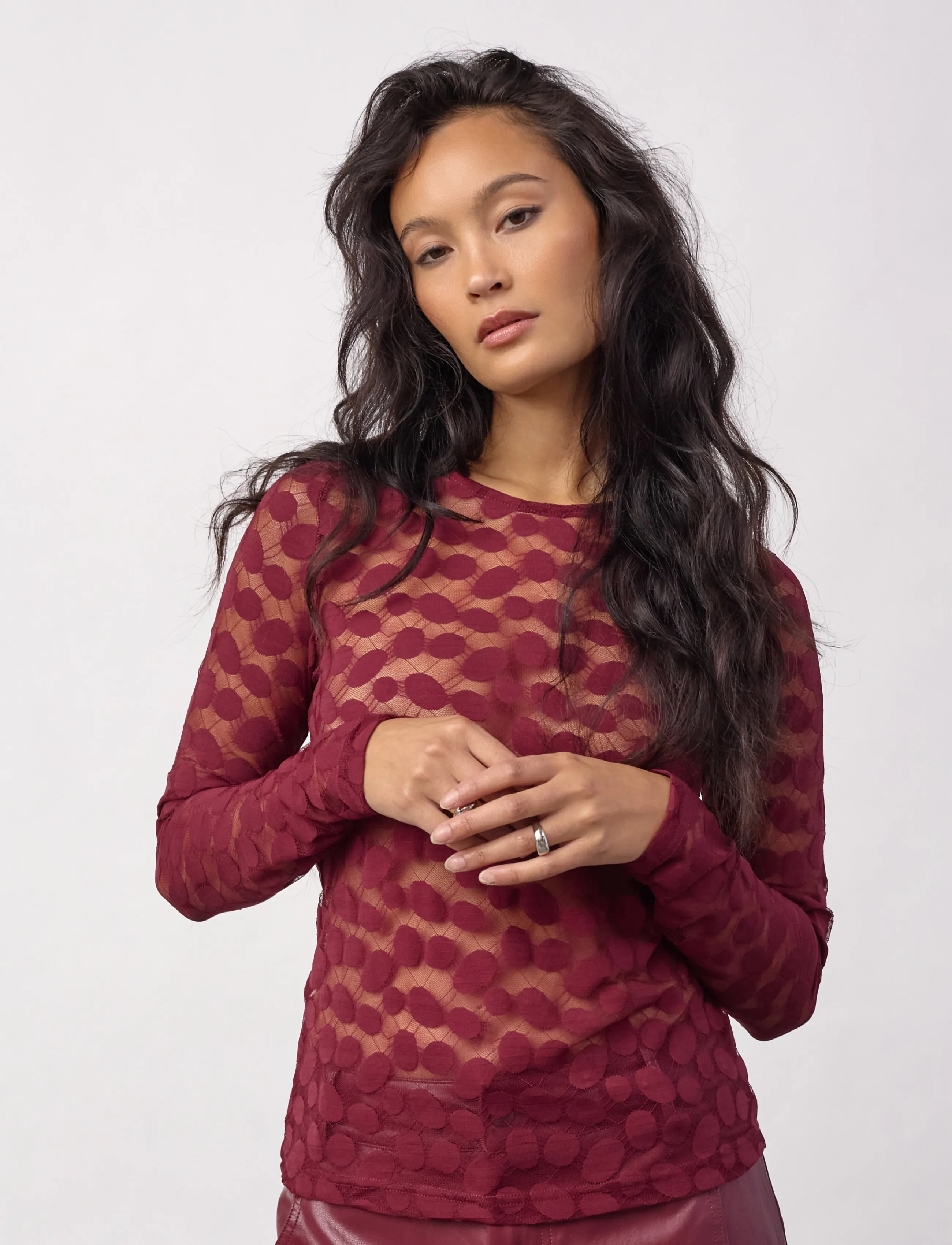 Co' Couture PenolaCC O-Neck Blouse - Langärmelige Blusen - WINE RED / burgundy