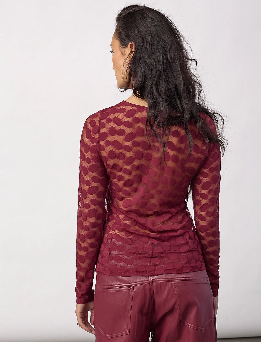Co' Couture - PenolaCC O-Neck Blouse - langärmelige blusen - wine red - 3