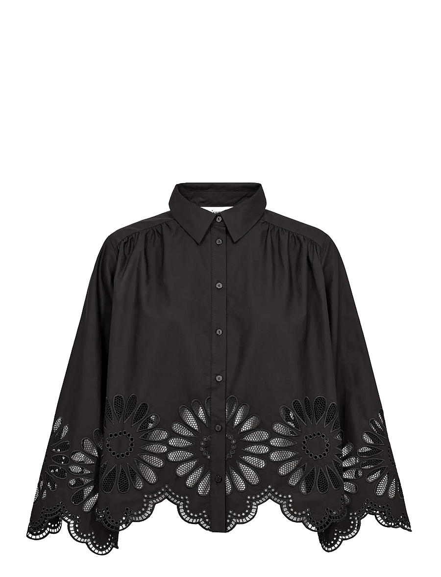 Co' Couture - MeliseCC Emb. LS Shirt - pikkade varrukatega särgid - black - 1