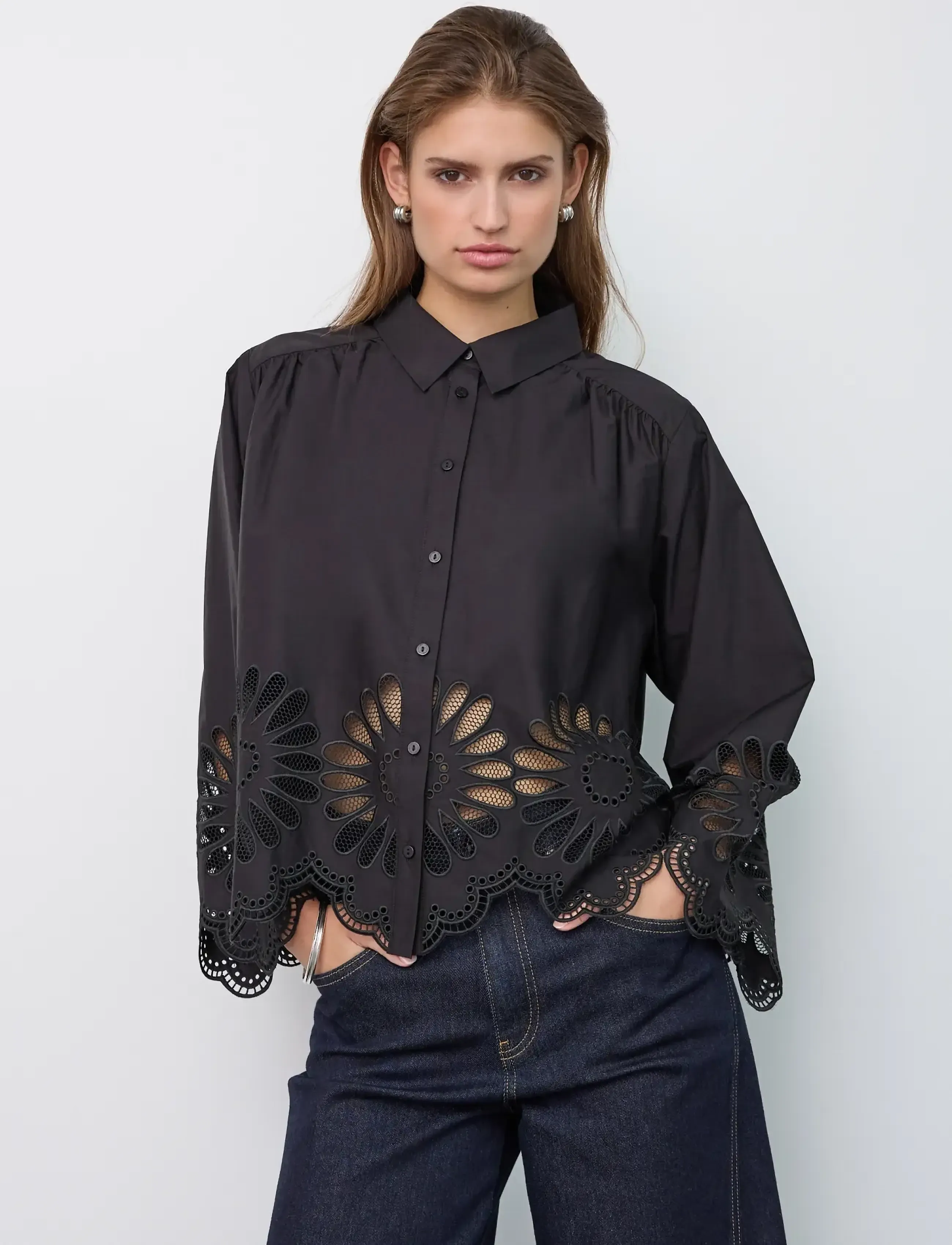 Co' Couture MeliseCC Emb. LS Shirt - Co' Couture - BLACK / black
