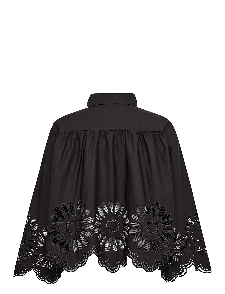 Co' Couture - MeliseCC Emb. LS Shirt - pikkade varrukatega särgid - black - 2