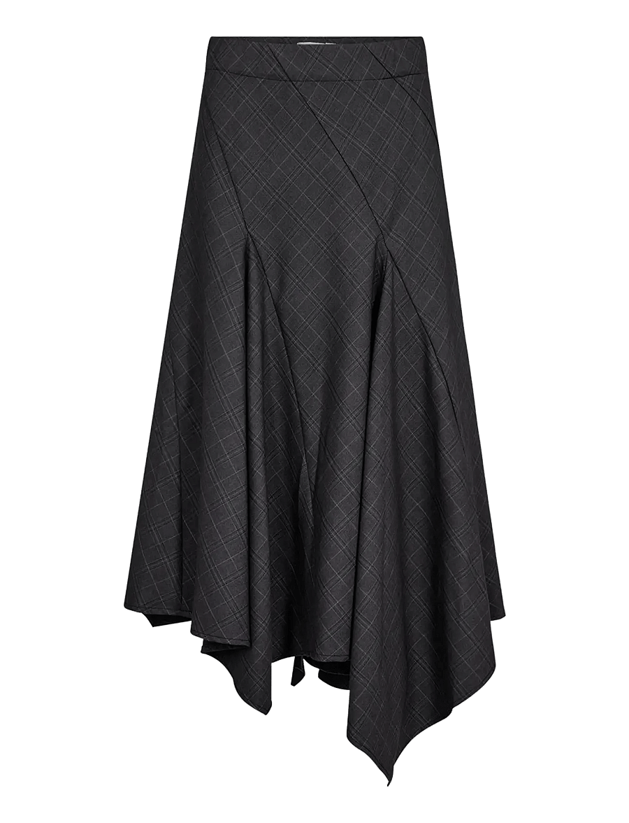 Co' Couture - EloraCC Check Asym Skirt - midi nederdele - dark grey - 1