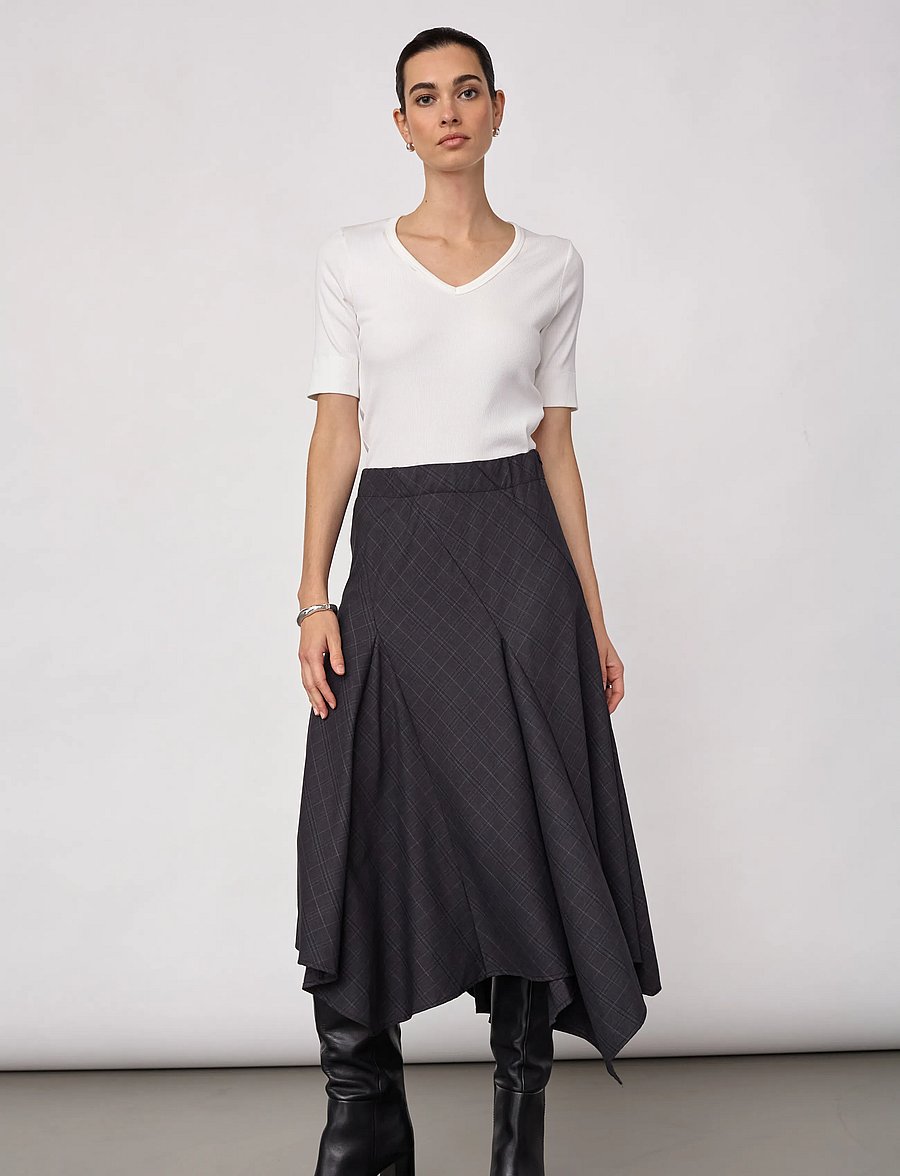 Co' Couture - EloraCC Check Asym Skirt - midi nederdele - dark grey - 0