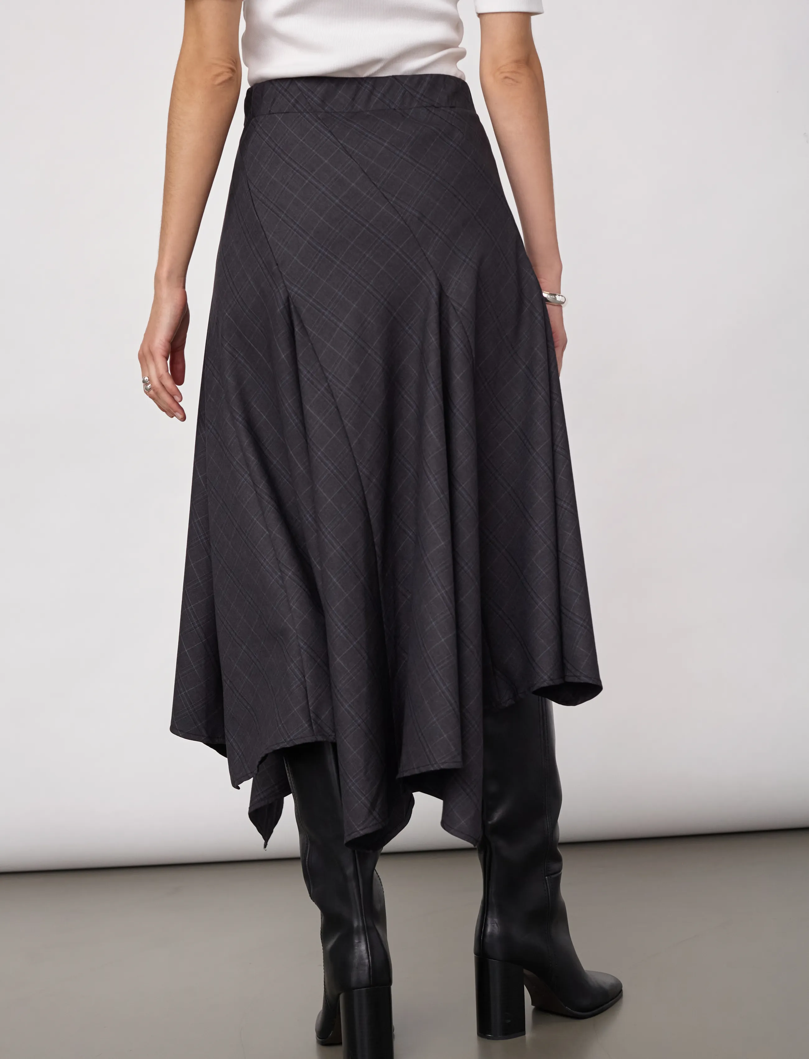 Co' Couture - EloraCC Check Asym Skirt - midi nederdele - dark grey - 3