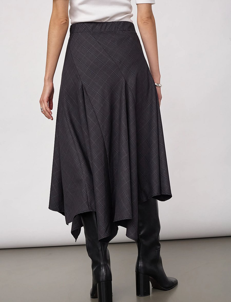 Co' Couture - EloraCC Check Asym Skirt - midi nederdele - dark grey - 3