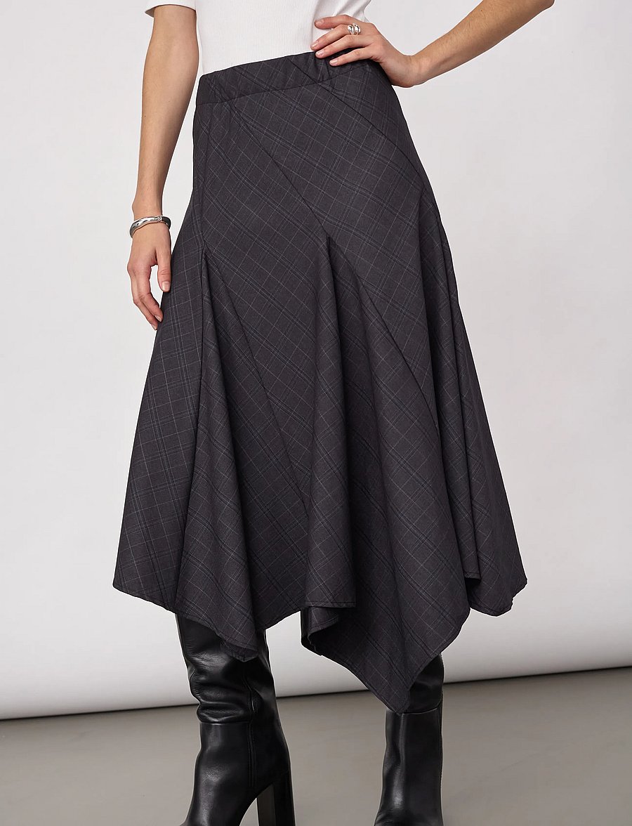 Co' Couture - EloraCC Check Asym Skirt - midi nederdele - dark grey - 4