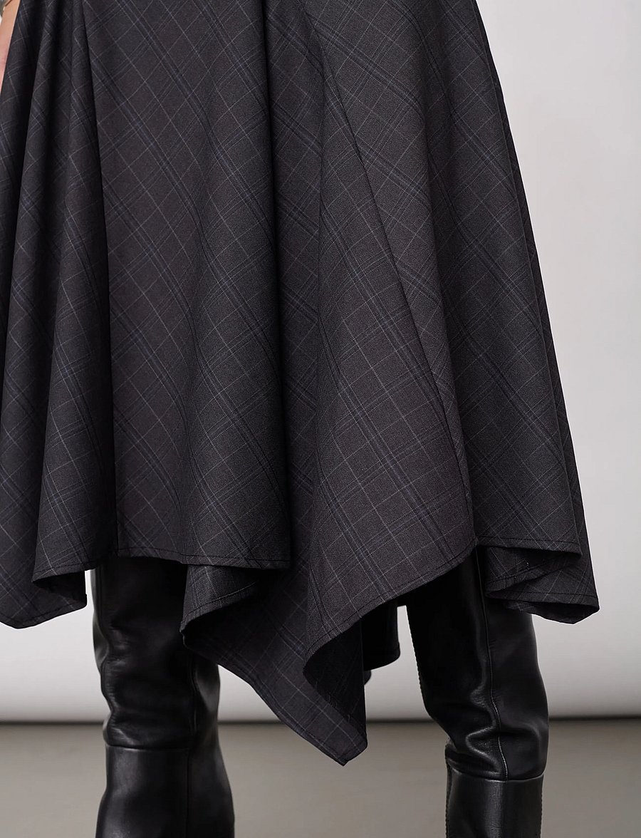 Co' Couture - EloraCC Check Asym Skirt - midi nederdele - dark grey - 5