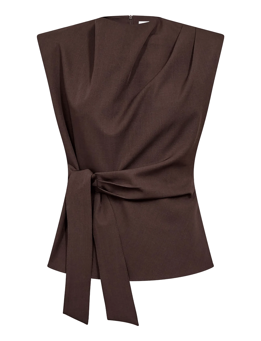 Co' Couture - LunaCC Pleat Top - linnen - dark brown - 1