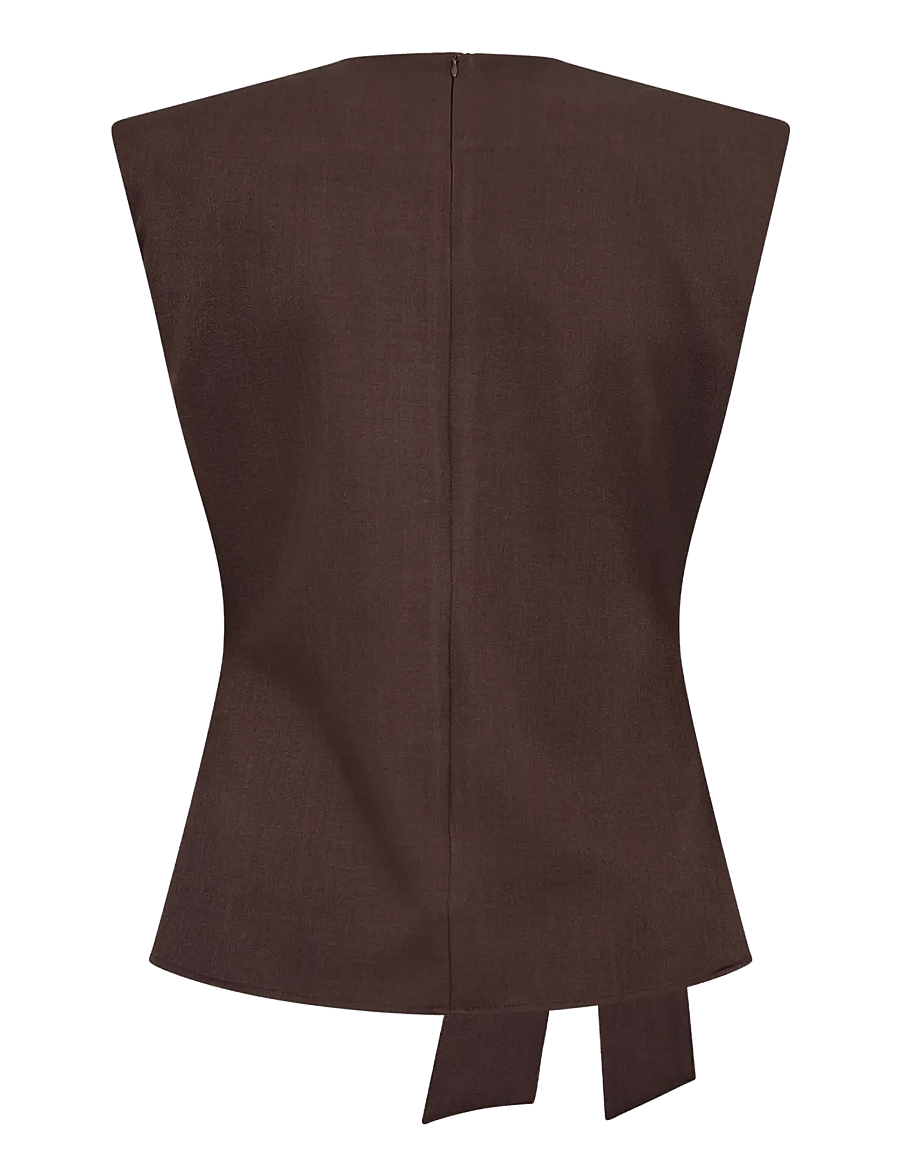 Co' Couture - LunaCC Pleat Top - linnen - dark brown - 2