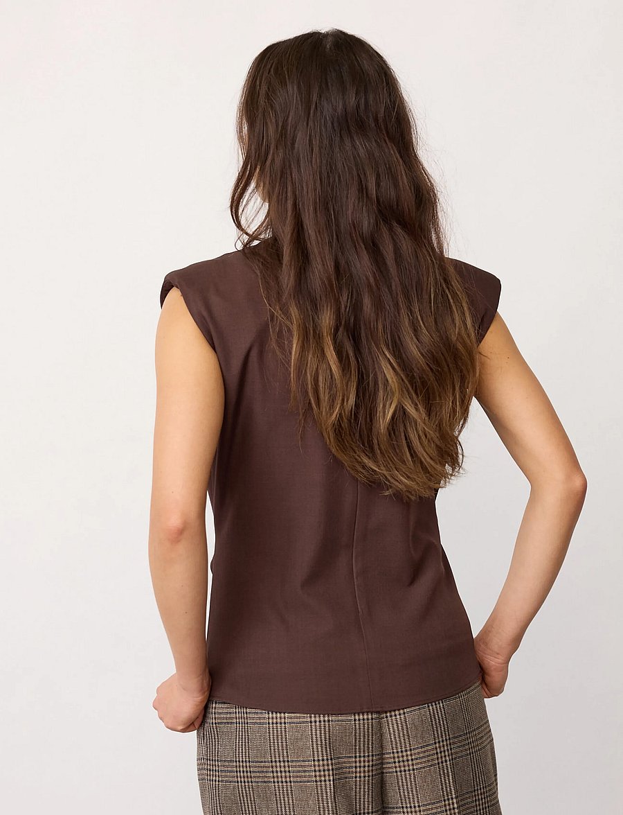 Co' Couture - LunaCC Pleat Top - linnen - dark brown - 3