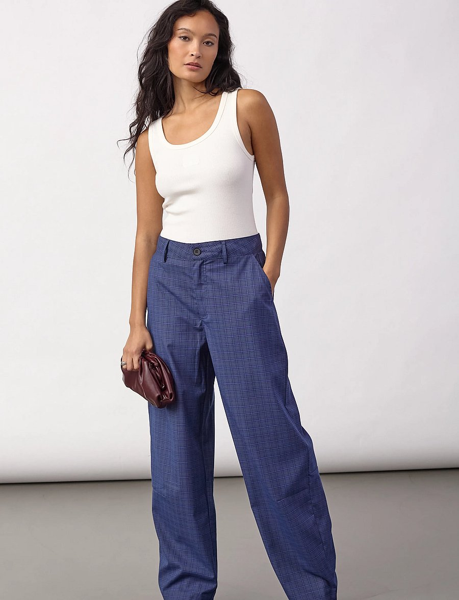 Co' Couture - DaxterCC Check Pants - hose mit geradem bein - new blue - 4