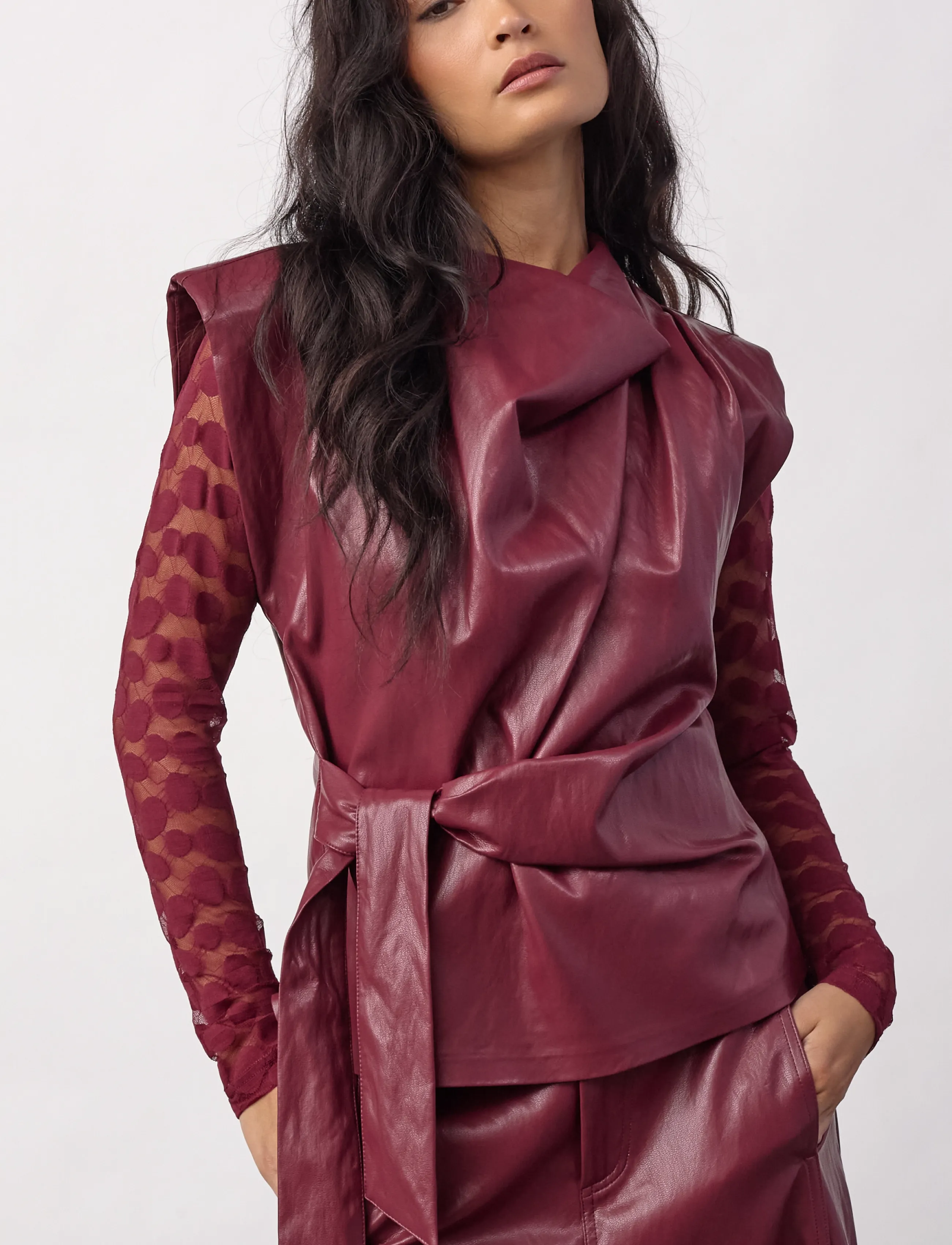 Co' Couture - GittCC Pleat Top - Ärmlösa blusar - berry red - 3