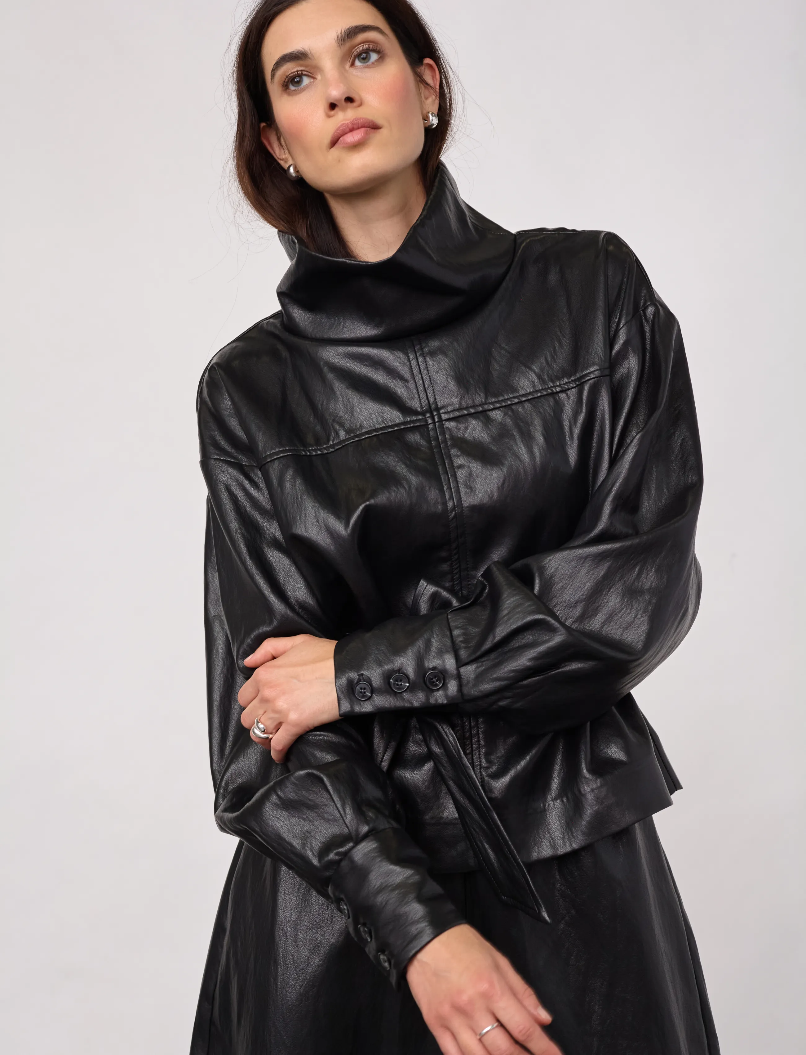 Co' Couture - GittCC Funnel Neck Blouse - langærmede bluser - black - 3