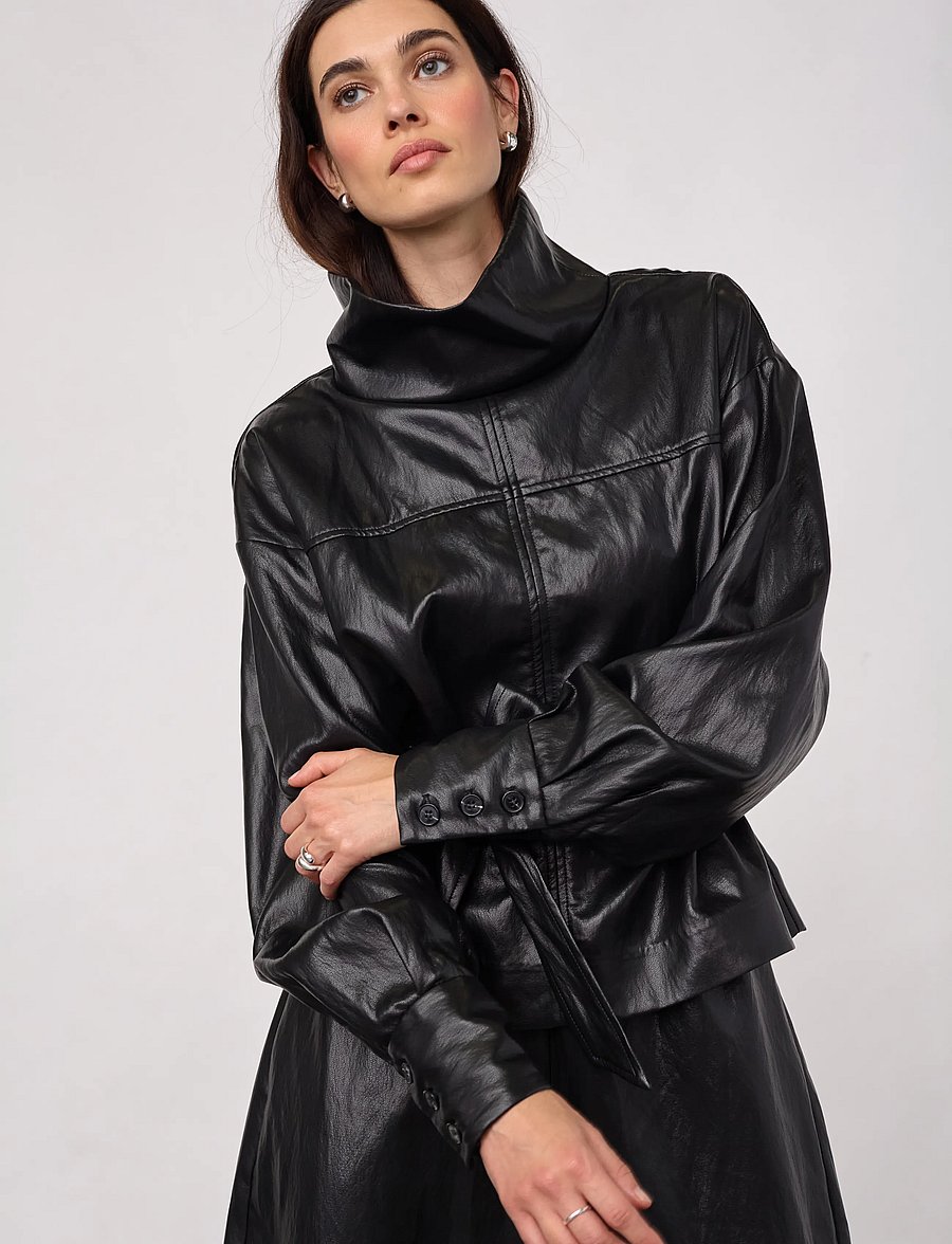 Co' Couture - GittCC Funnel Neck Blouse - langærmede bluser - black - 3