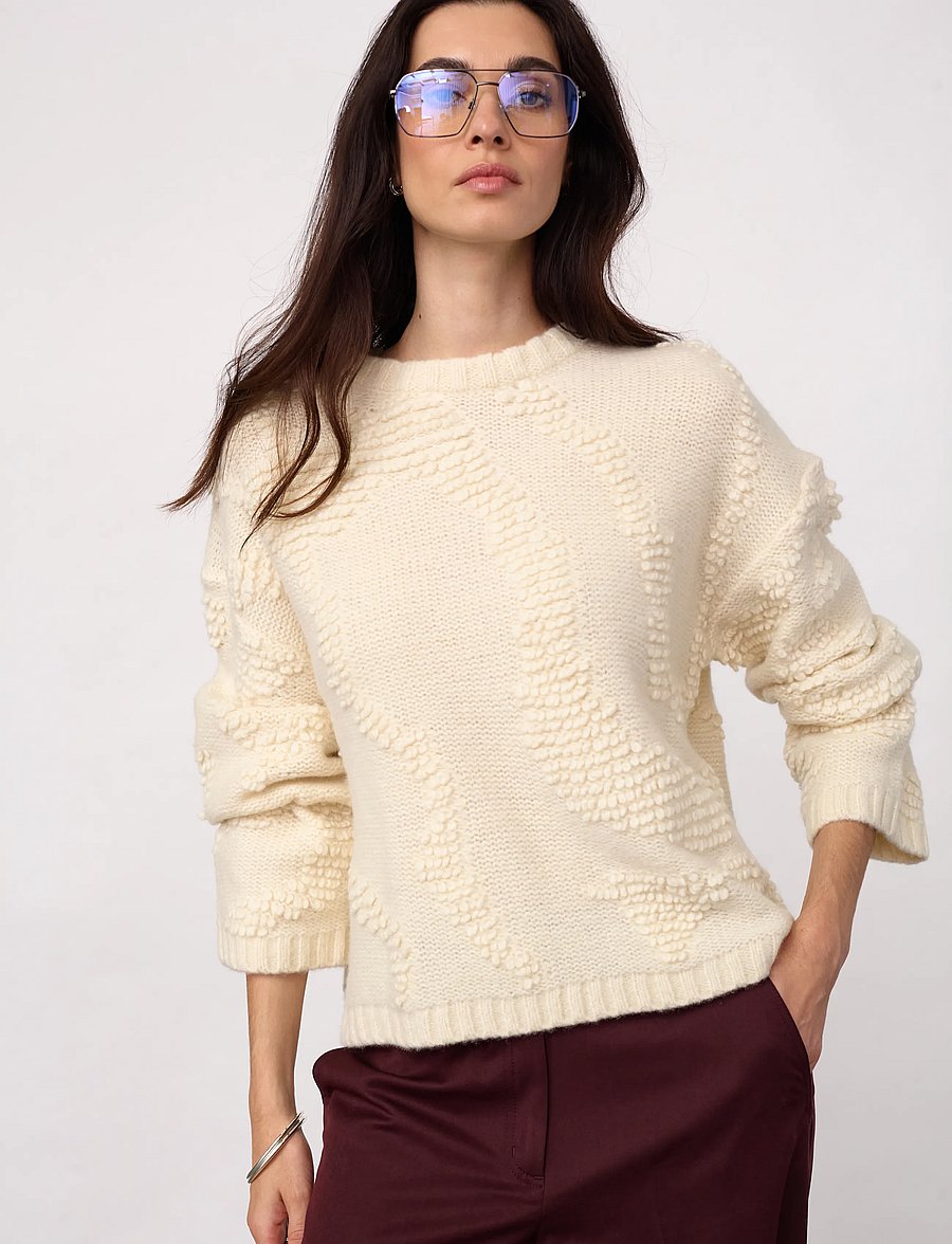 Co' Couture - FabiaCC O-Neck Knit - kampsunid - off-white - 0