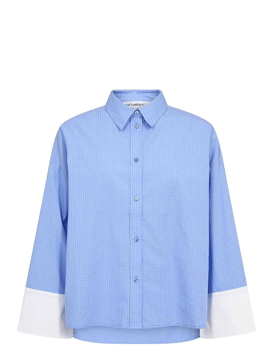 Co' Couture - ElonaCC Check Cuff Shirt - langärmlige hemden - pale blue - 1