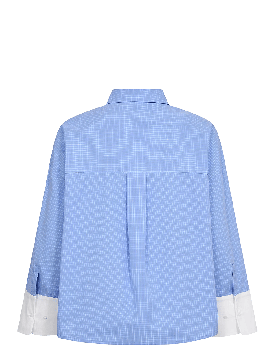 Co' Couture - ElonaCC Check Cuff Shirt - langärmlige hemden - pale blue - 2