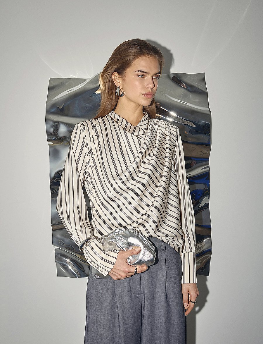Co' Couture - HellyCC Button Stripe Blouse - pikkade varrukatega pluusid - off-white - 0