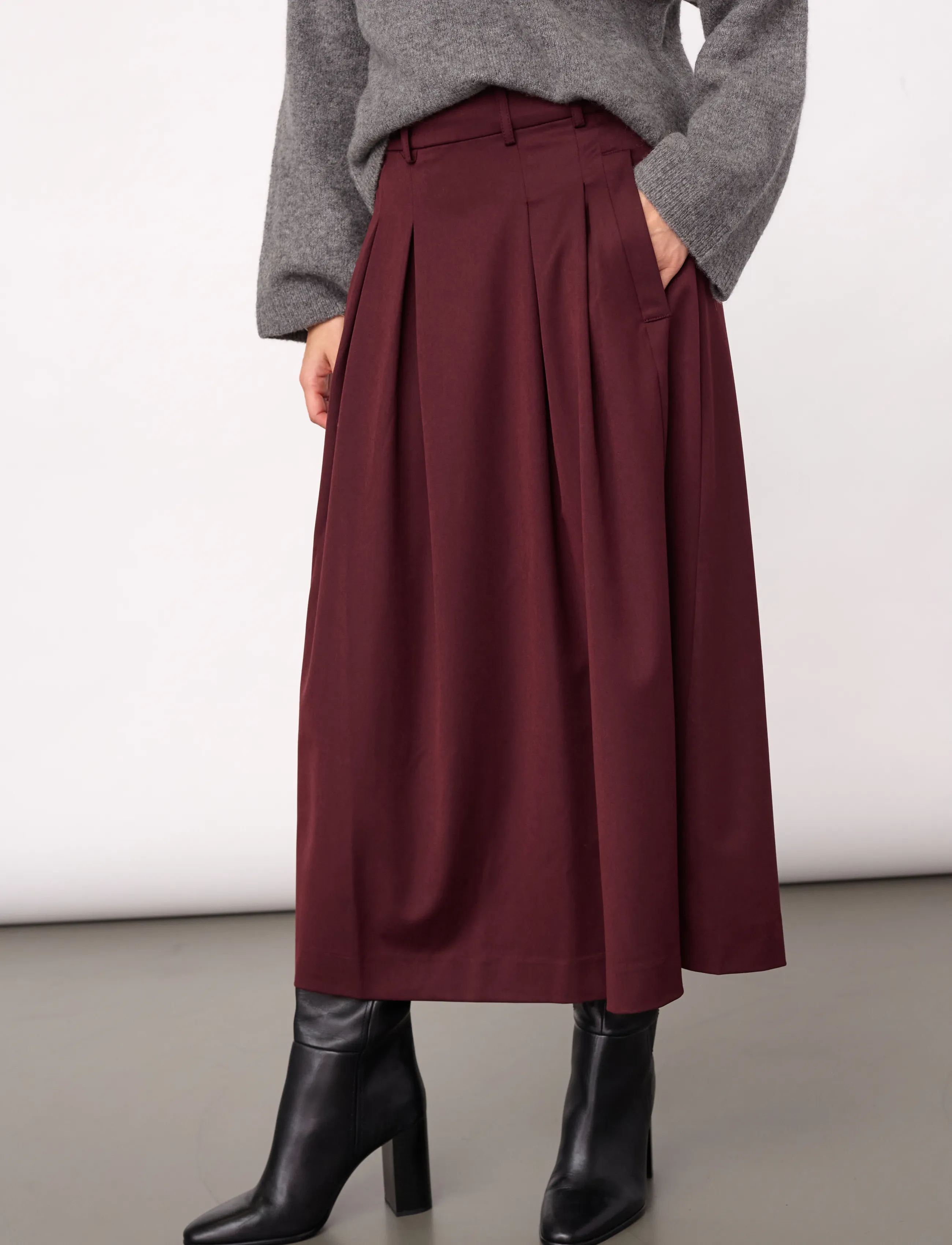 Co' Couture - TerryCC Pleat Skirt - plisserade kjolar - wine red - 0