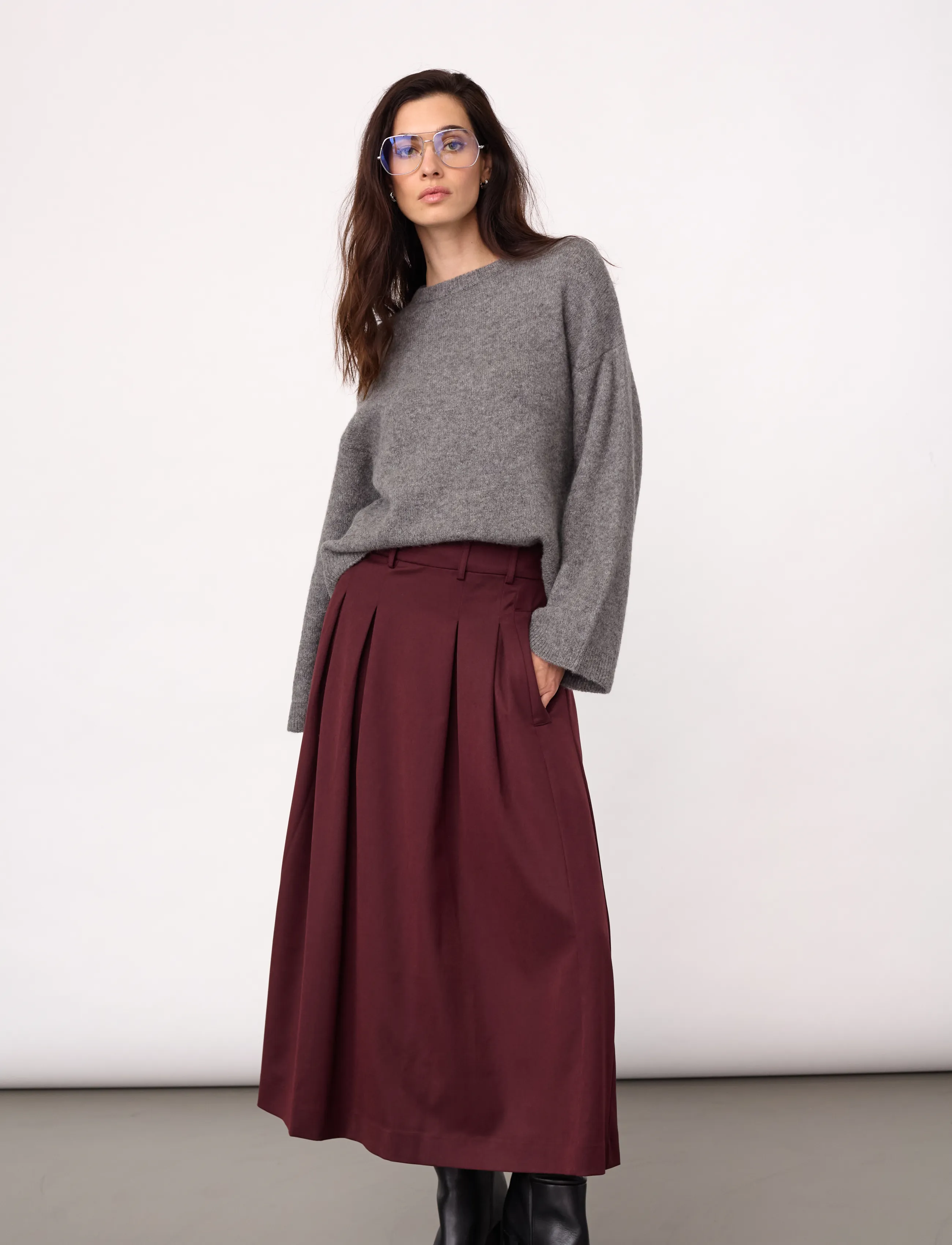 Co' Couture - TerryCC Pleat Skirt - plisserade kjolar - wine red - 4