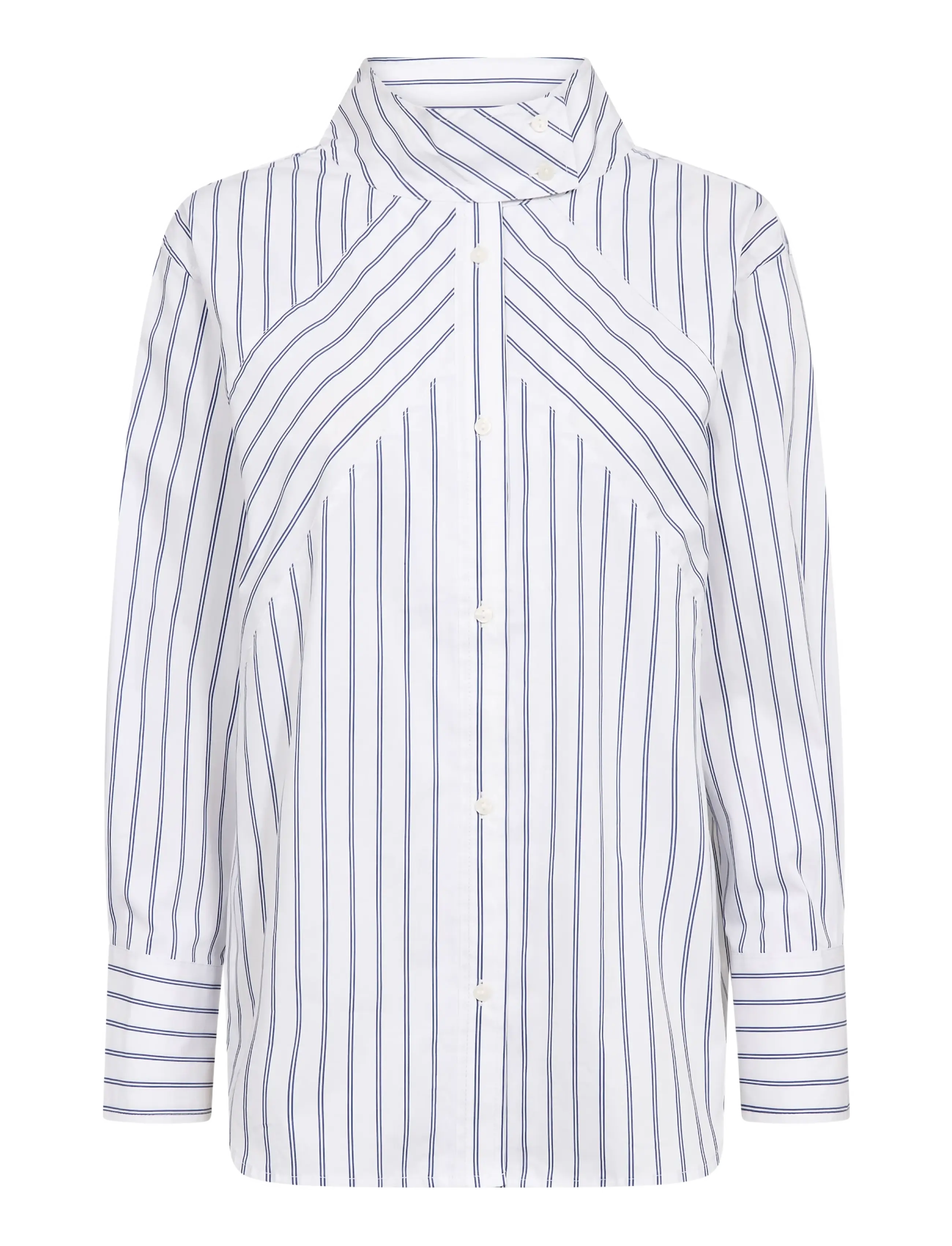 Co' Couture SomoCC Stripe Funnel Neck Shirt - Kleidung - WHITE / white