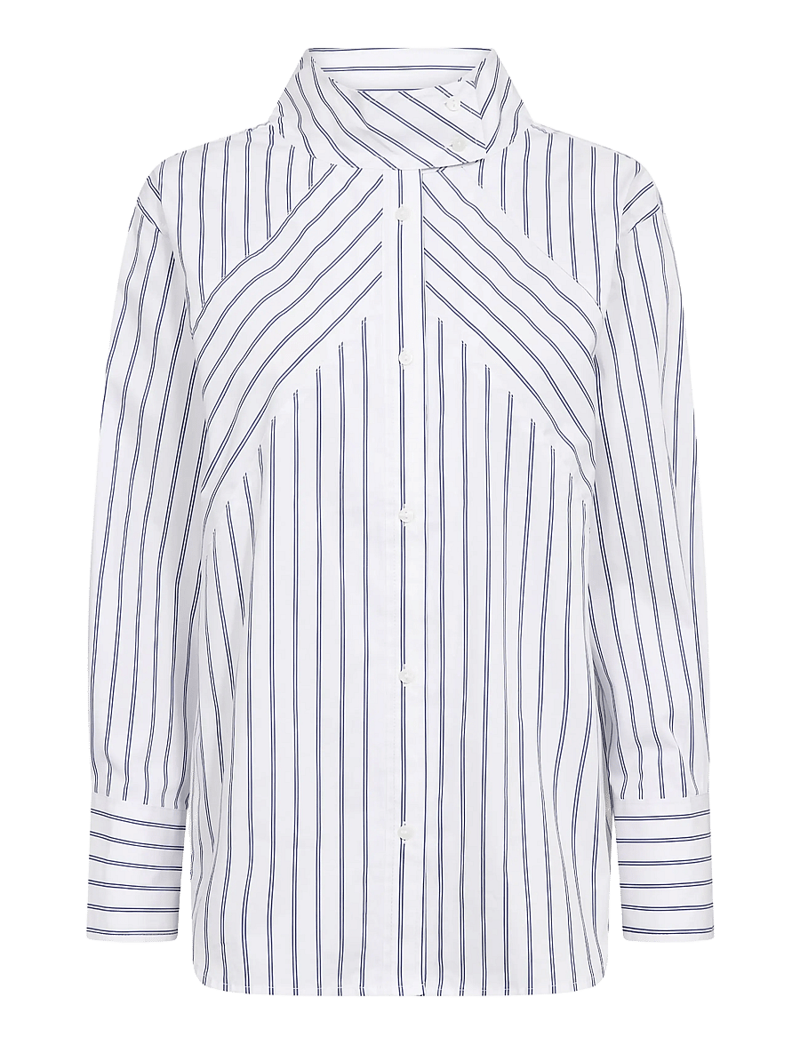 Co' Couture - SomoCC Stripe Funnel Neck Shirt - white - 1
